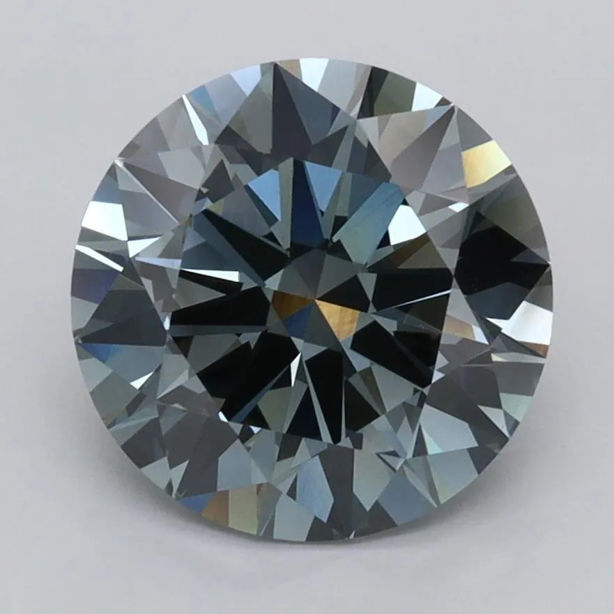 2.92ct Round Lab Grown Diamond (Colour Fancy Deep Blueish Green, Clarity VVS2, Cut ID, IGI Certified)