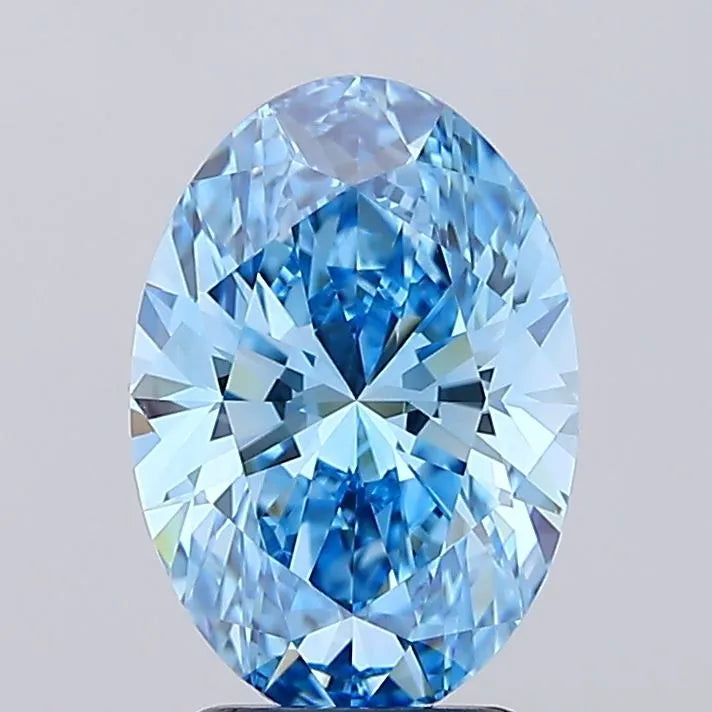 3.07ct Oval Lab Grown Diamond (Colour Fancy Vivid Blue, Clarity VVS1, IGI Certified)