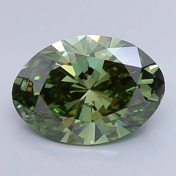 3.81ct Oval Lab Grown Diamond (Colour Fancy Vivid Green, Clarity VS2, IGI Certified)