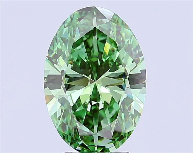 4.97ct Oval Lab Grown Diamond (Colour Fancy Vivid Green, Clarity VVS2, IGI Certified)