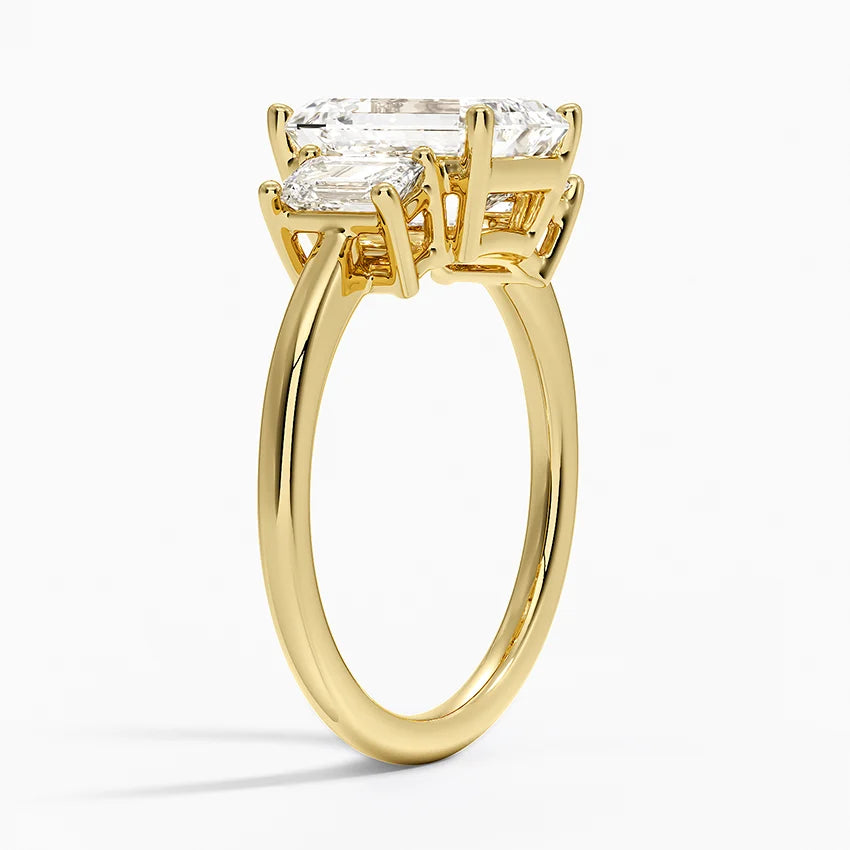 Custom Order - Myles, E - Ring Size 7,  Band width 2.0 mm, side emerald diamonds