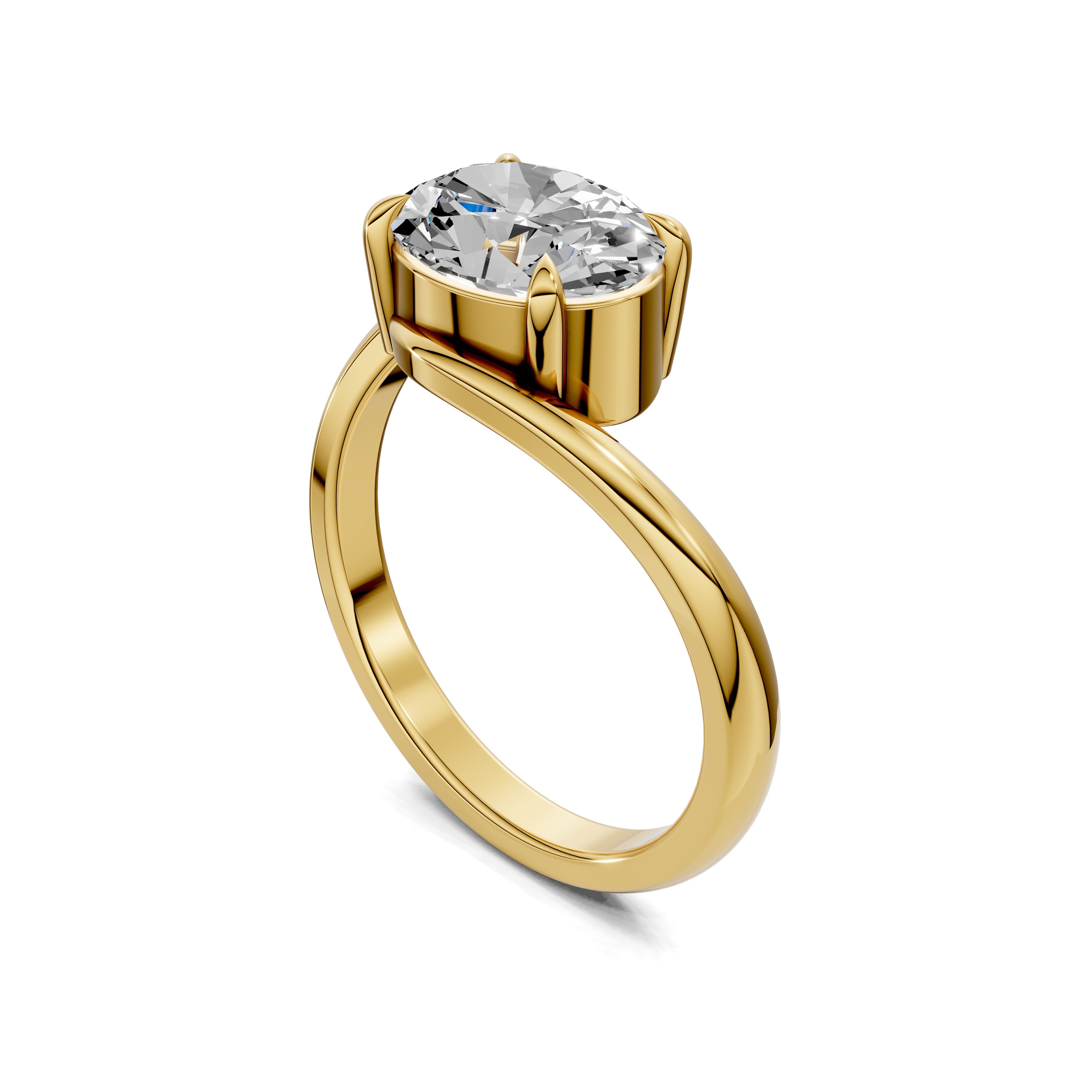 The Nova Sol Oval Diamond Bypass Ring