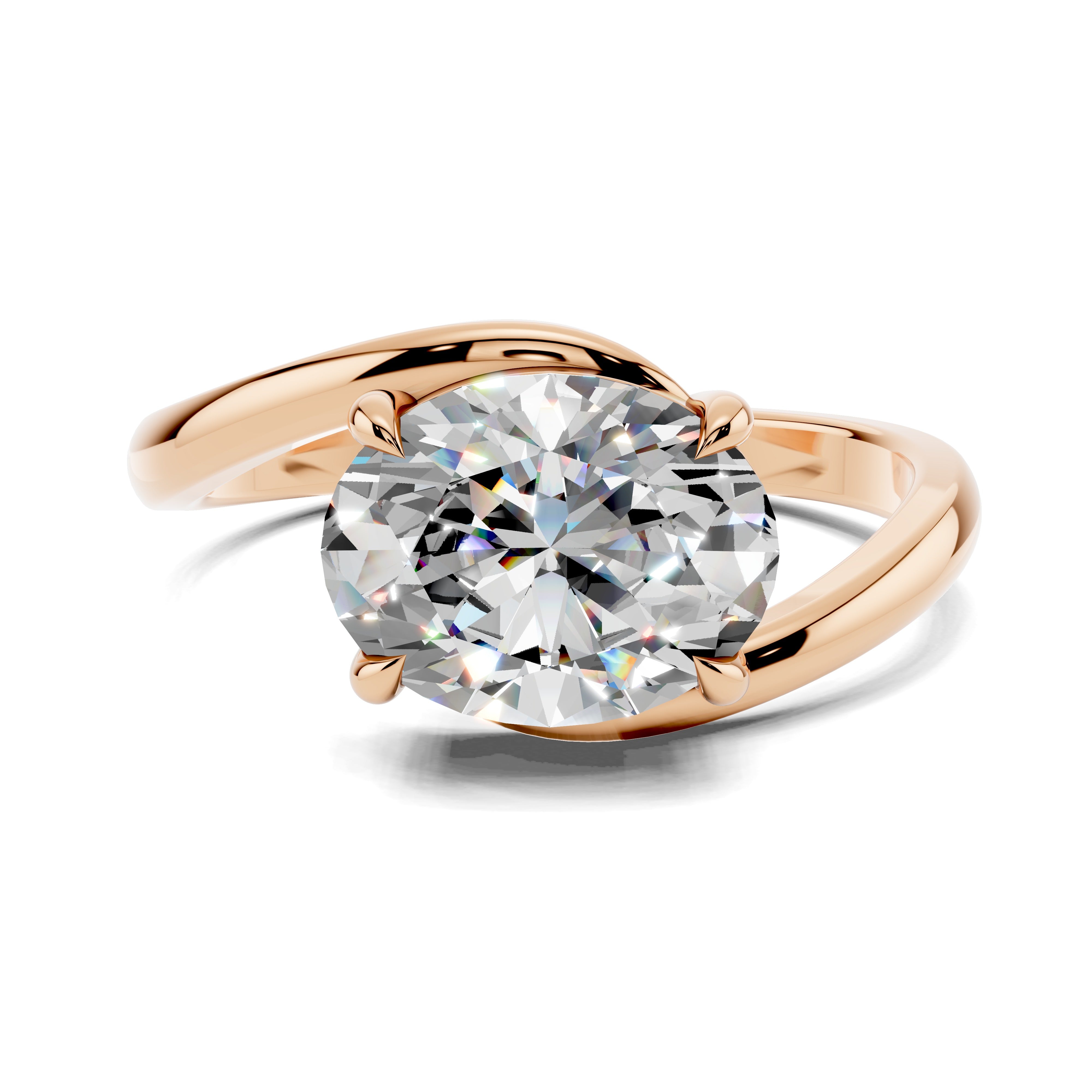 The Nova Sol Oval Diamond Bypass Ring