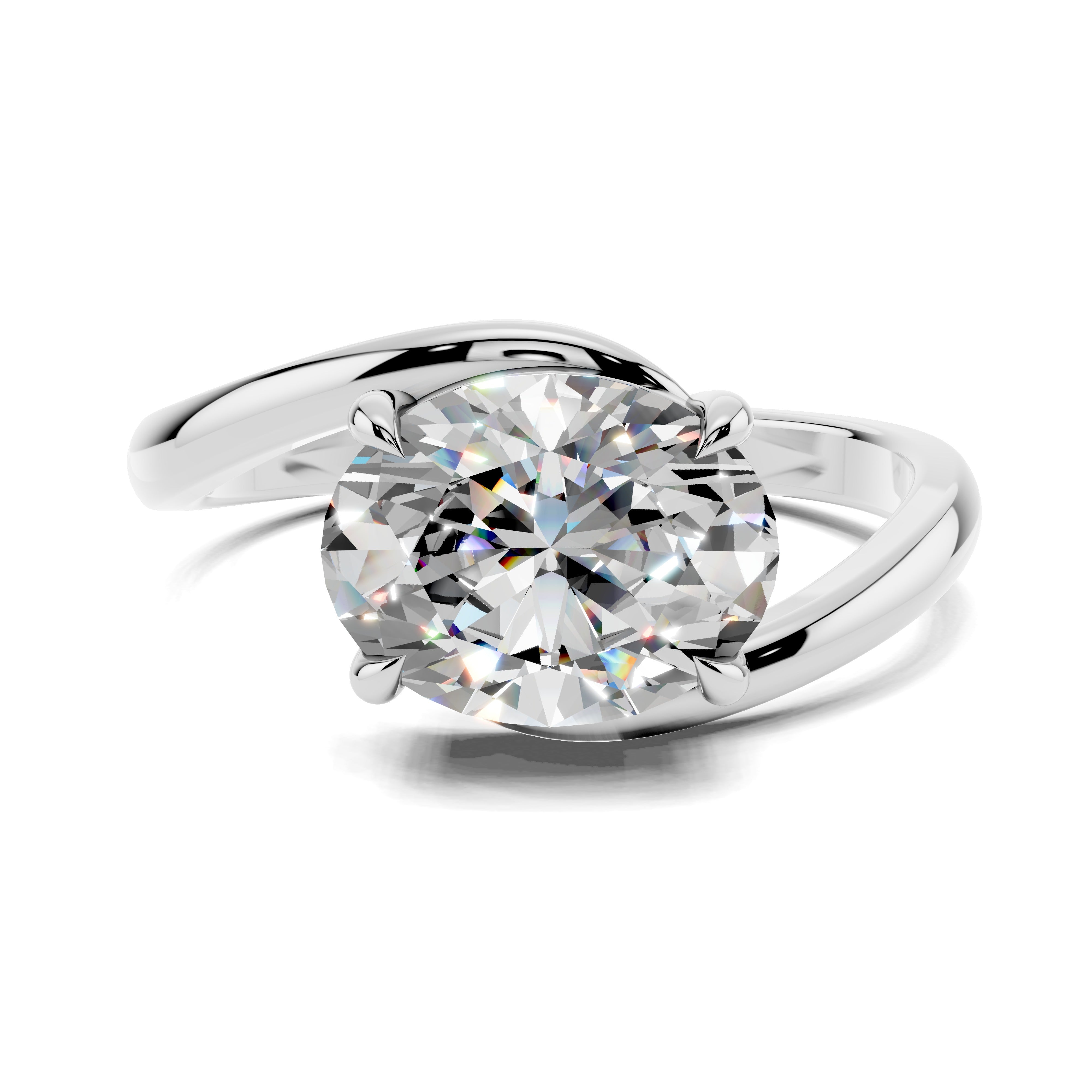 The Nova Sol Oval Diamond Bypass Ring