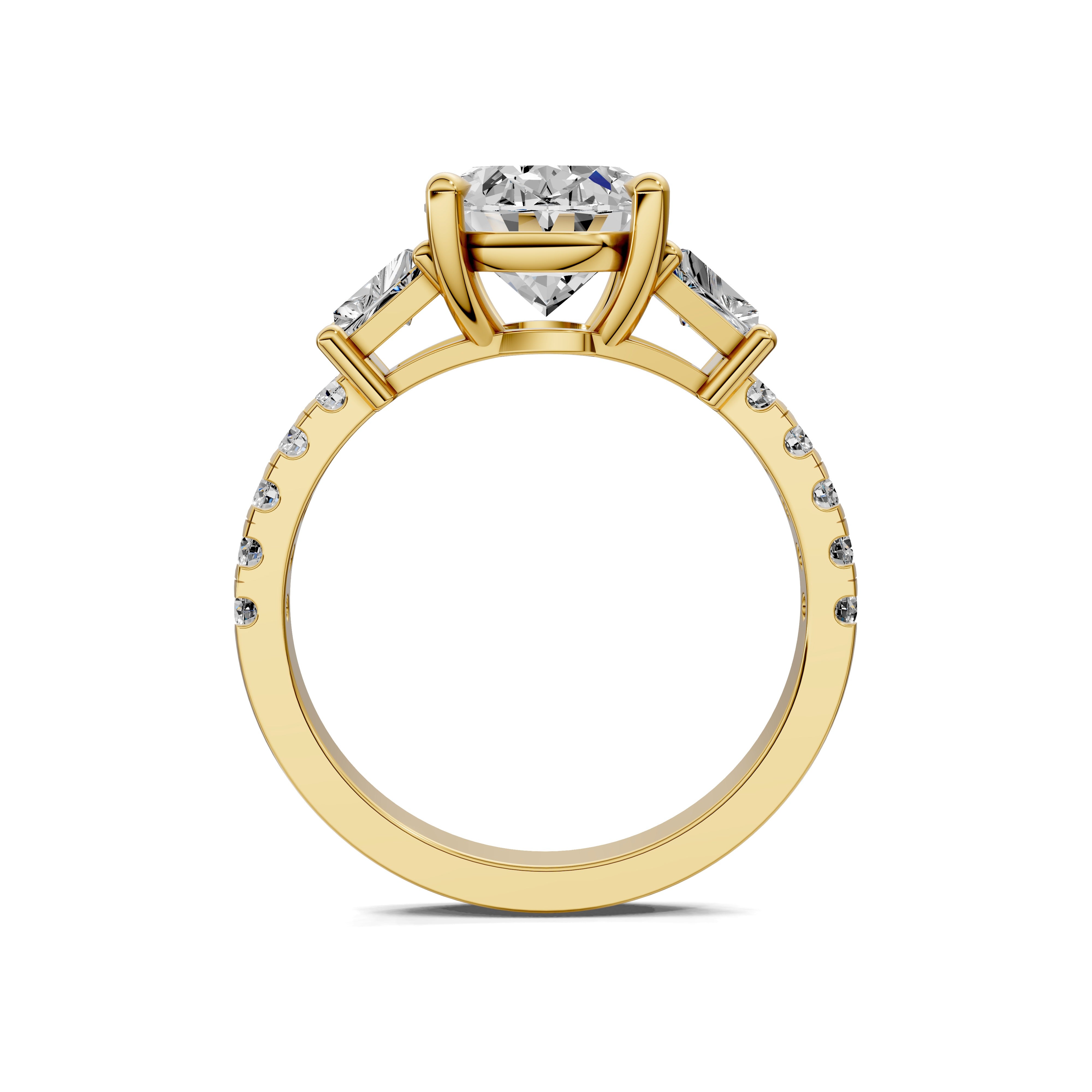 The Altaira Oval Trapezoid Three Stone Ring