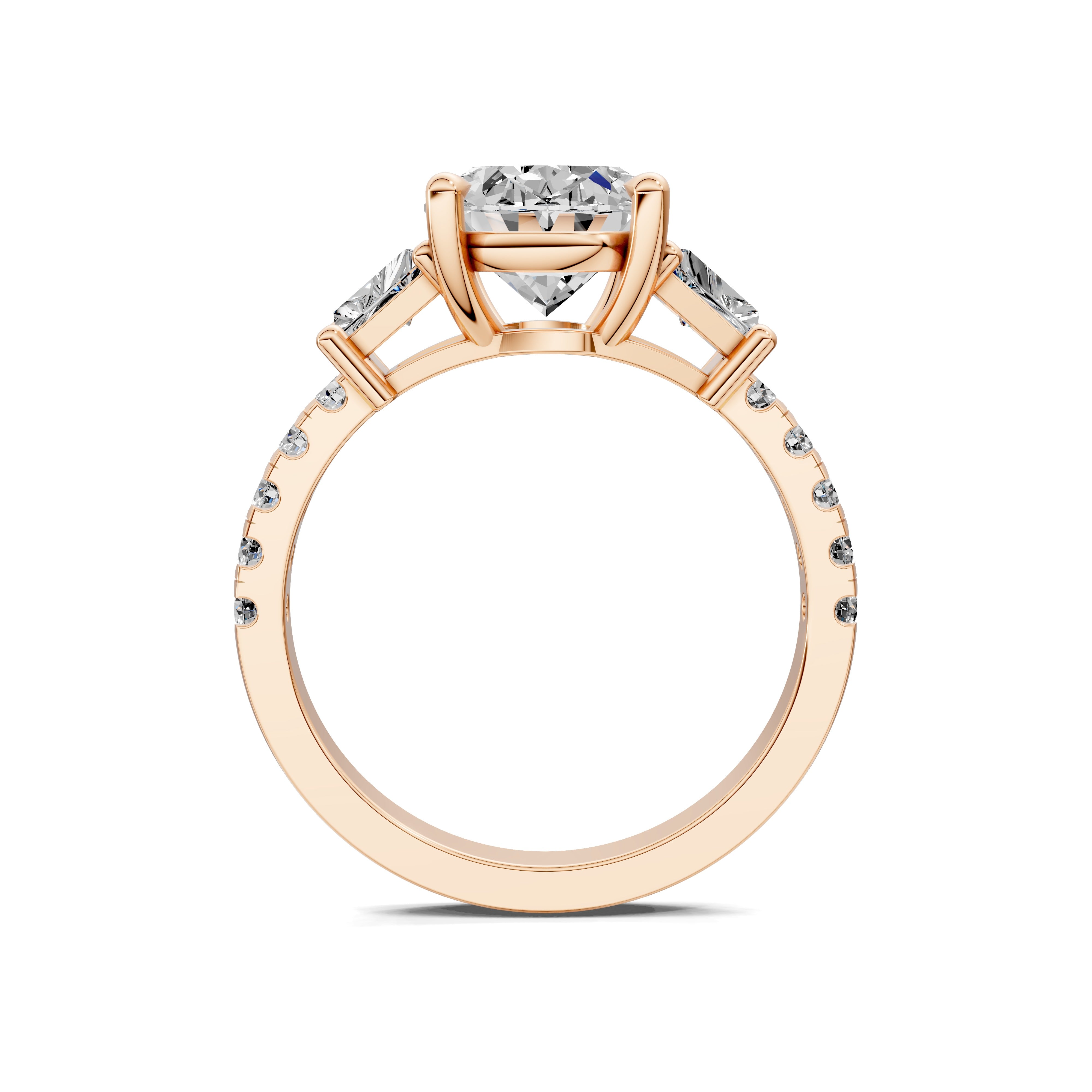 The Altaira Oval Trapezoid Three Stone Ring