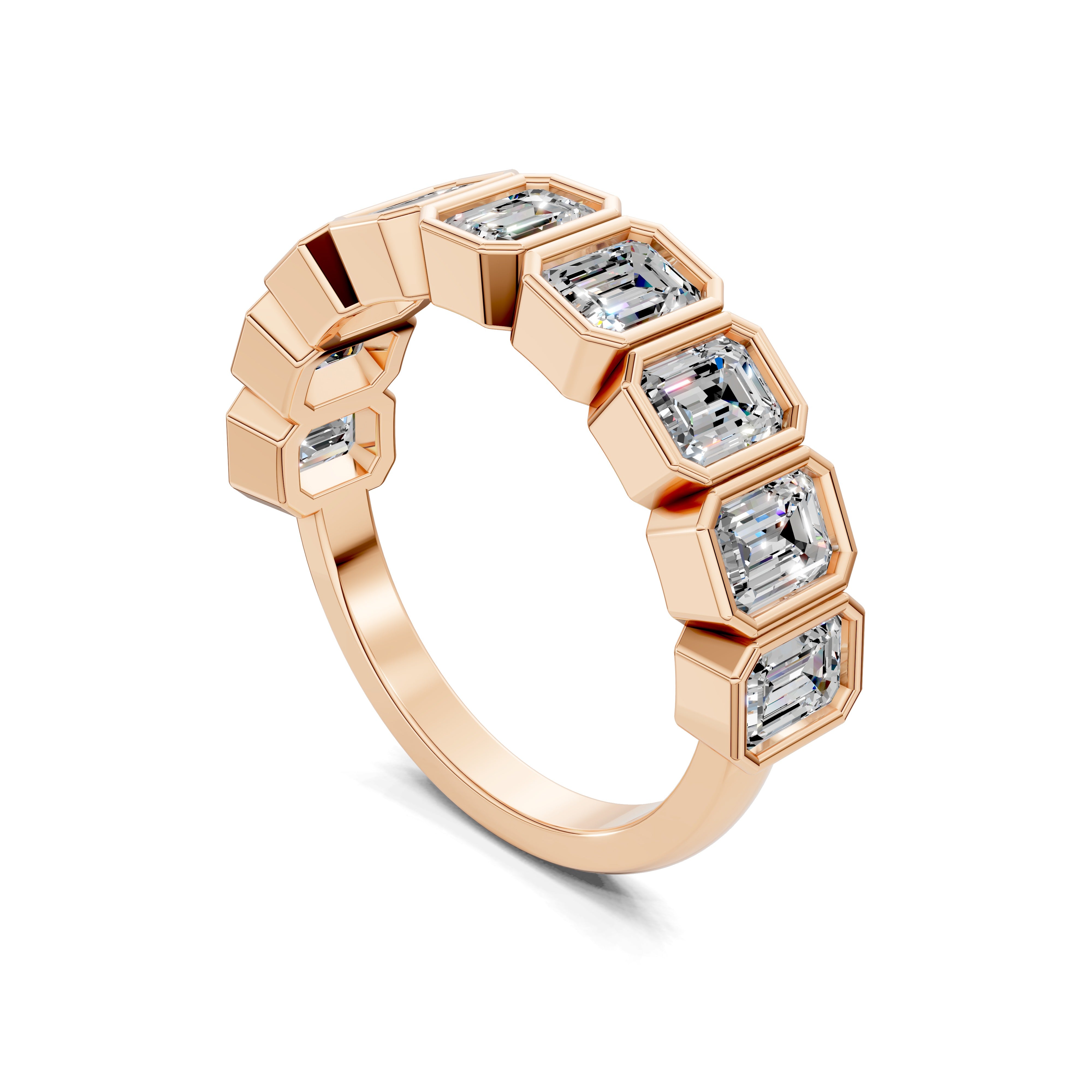 Elena Emerald Half-Eternity Band