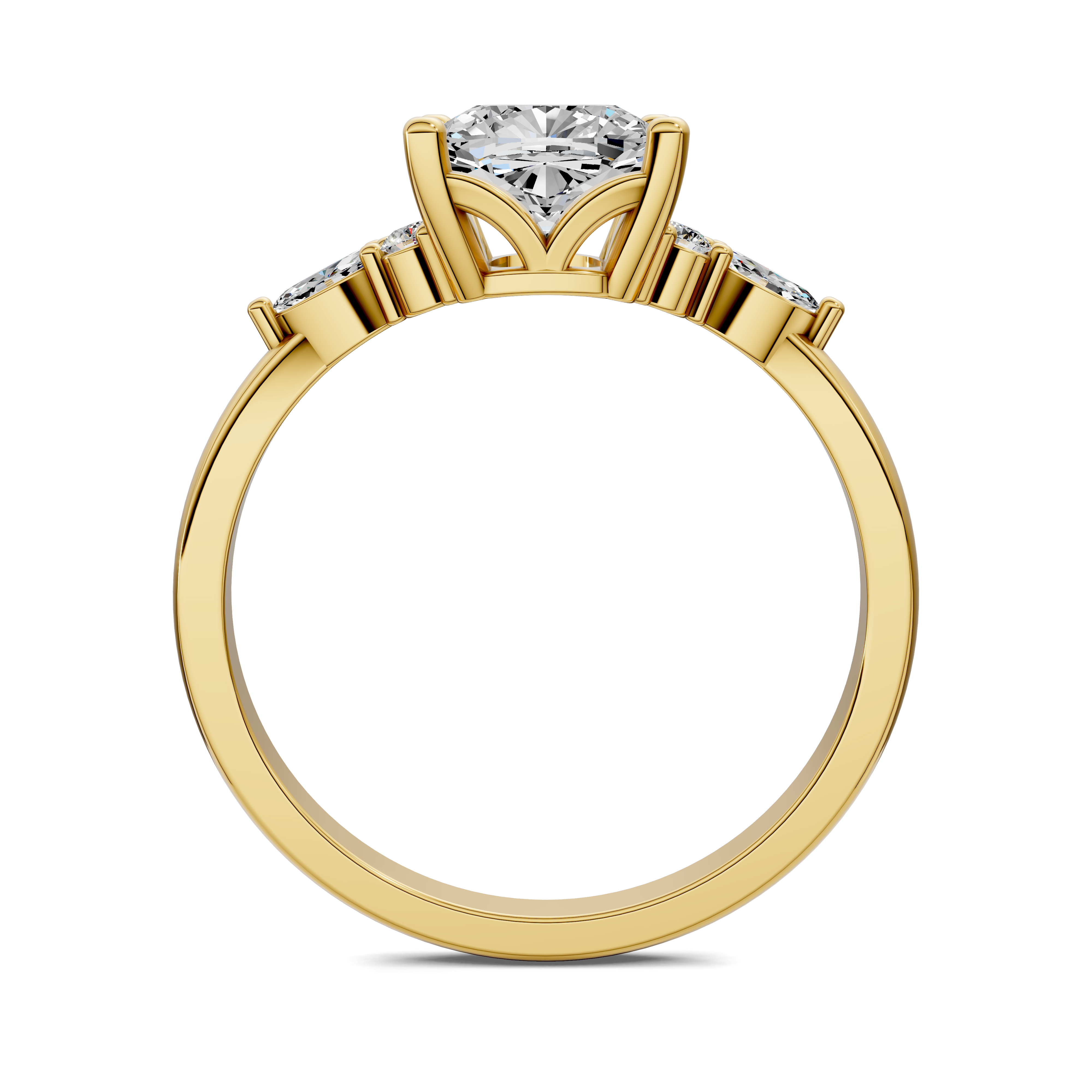 Nyra with Pear Accents and Round Shoulder Stones Ring