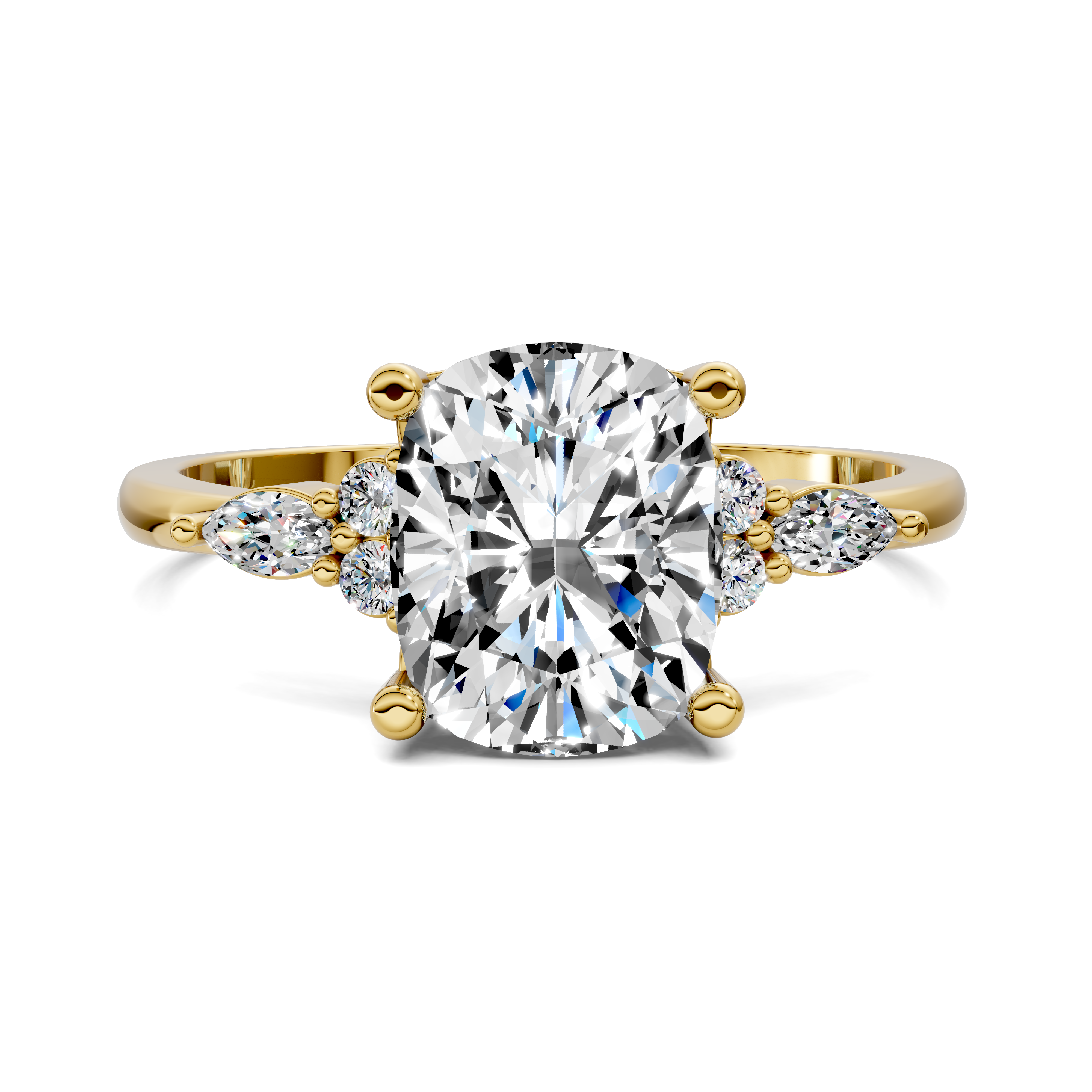 Nyra with Pear Accents and Round Shoulder Stones Ring