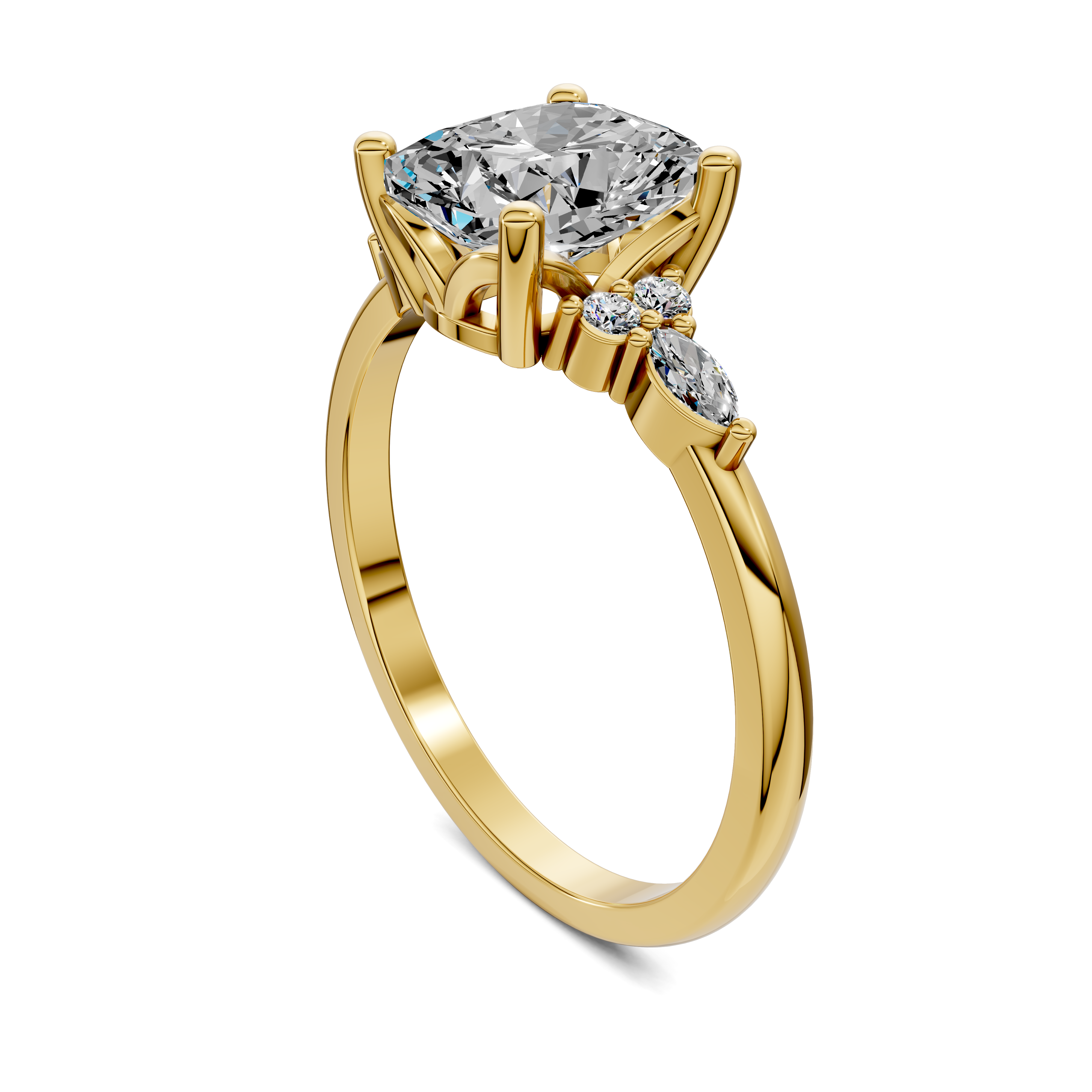 Nyra with Pear Accents and Round Shoulder Stones Ring