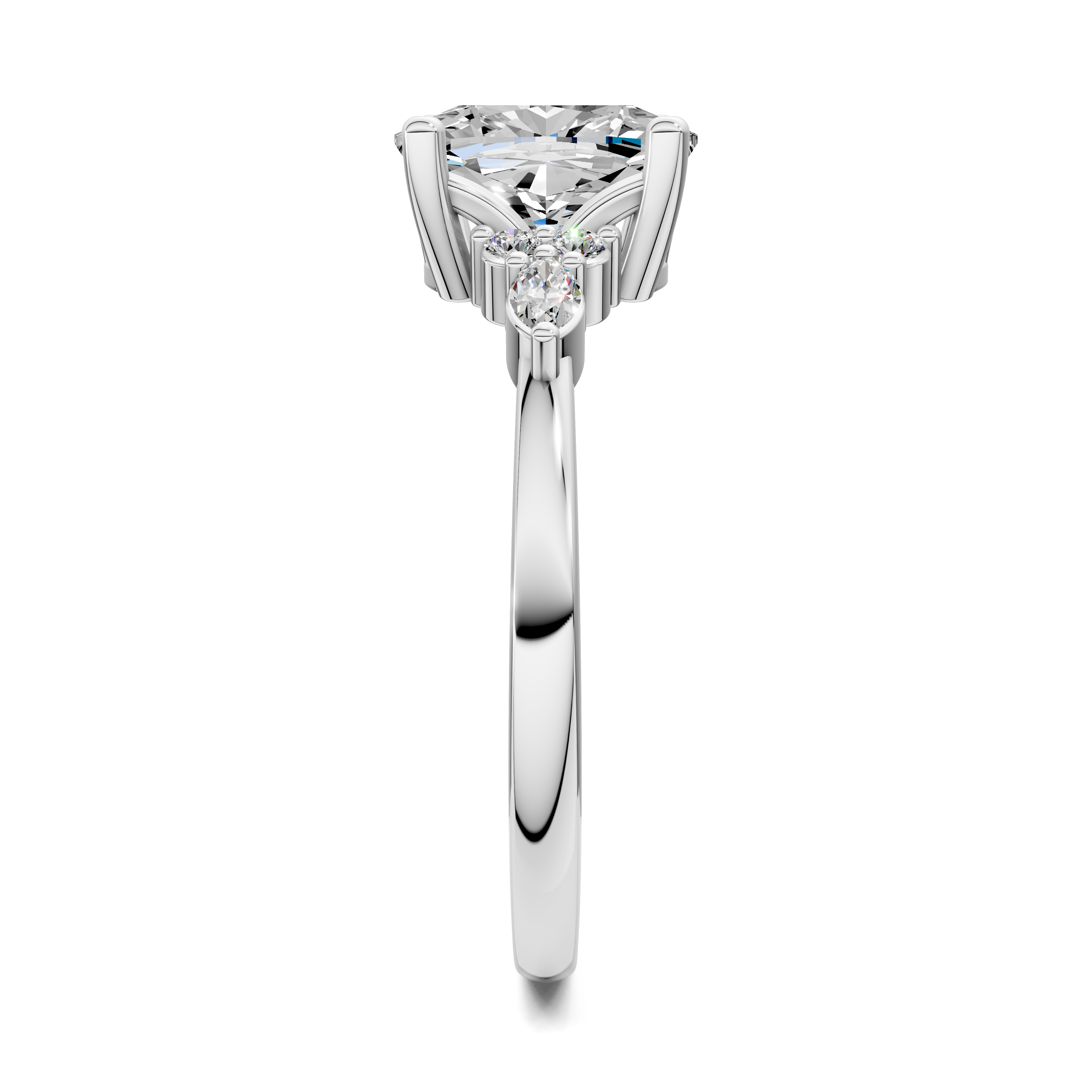 Nyra with Pear Accents and Round Shoulder Stones Ring