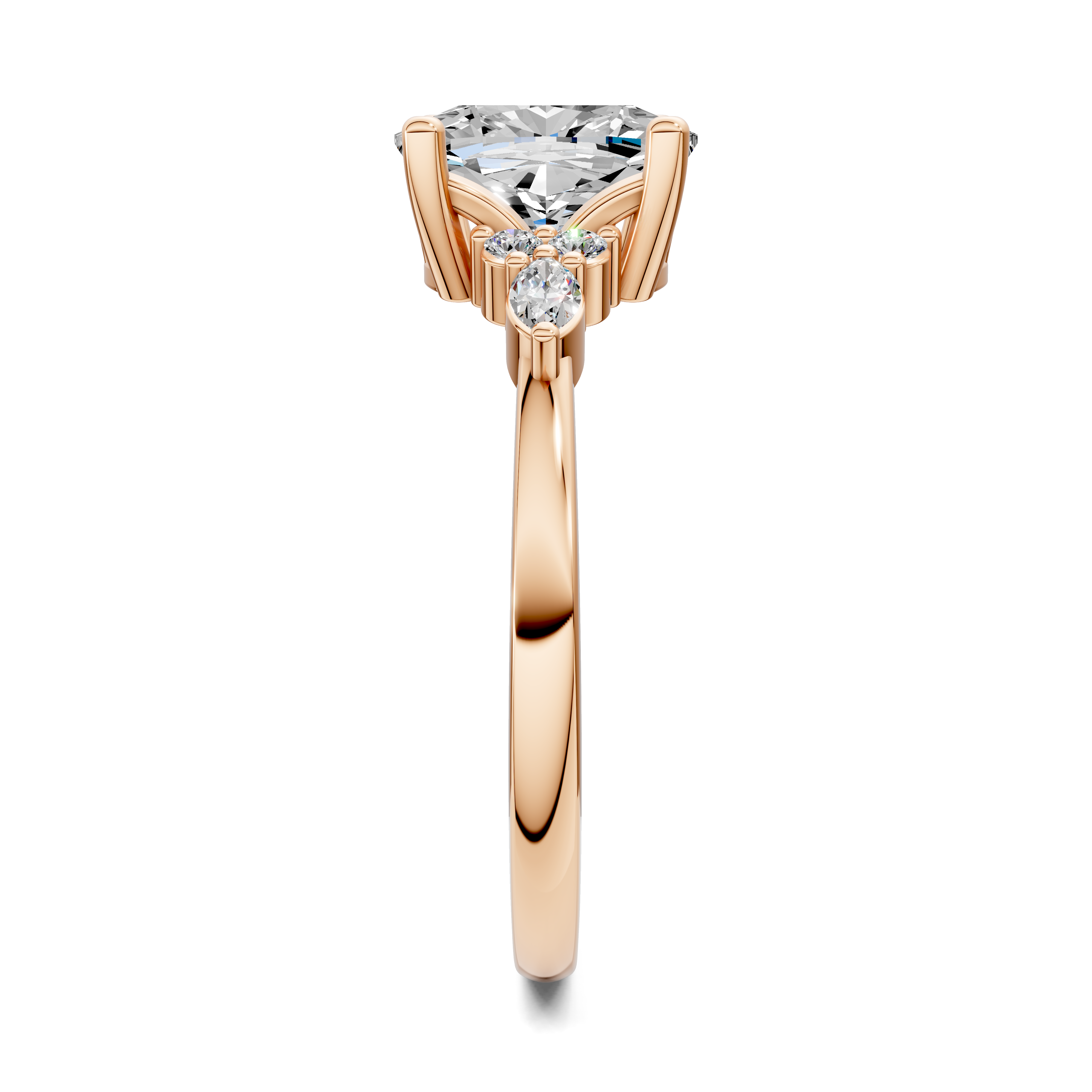 Nyra with Pear Accents and Round Shoulder Stones Ring