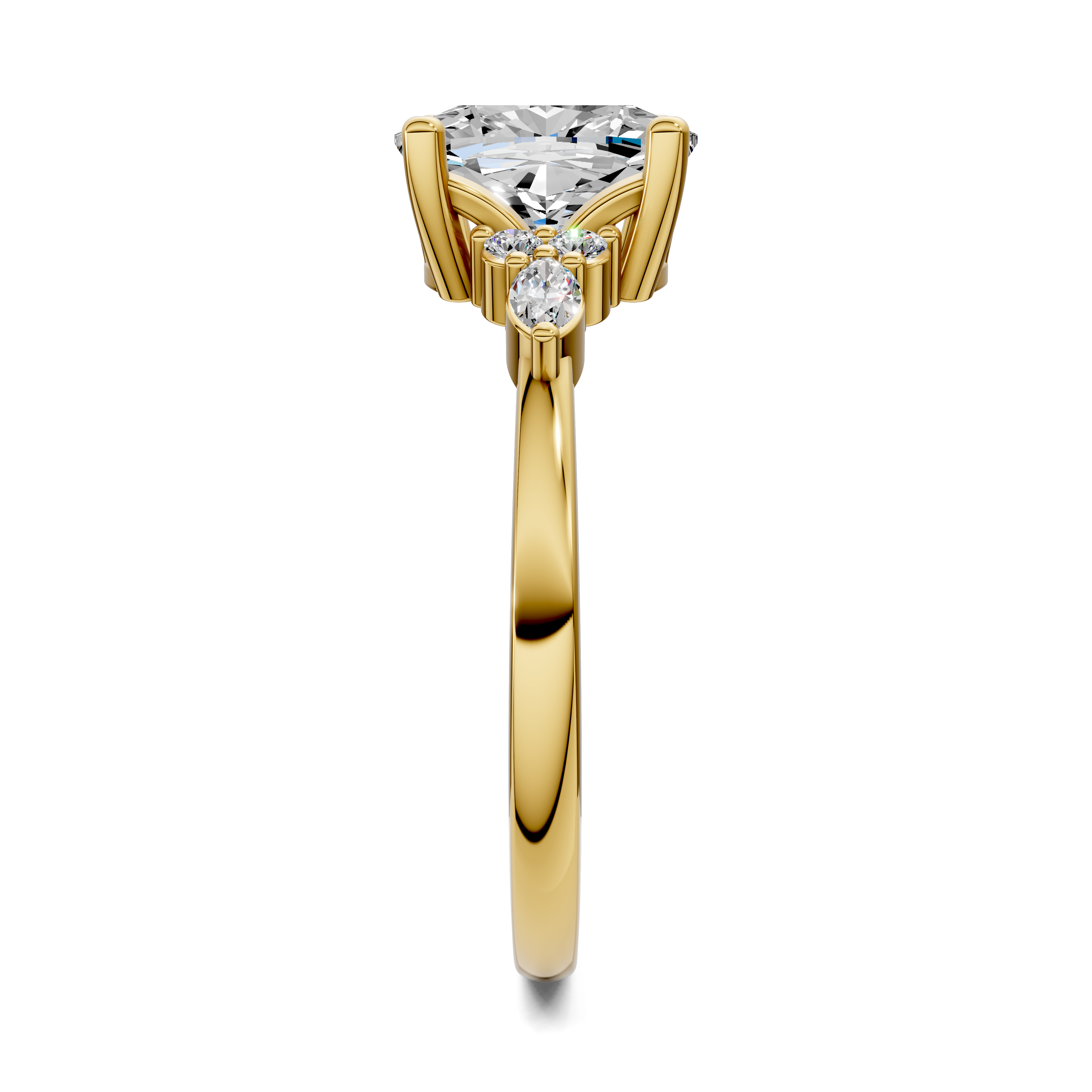 Nyra with Pear Accents and Round Shoulder Stones Ring