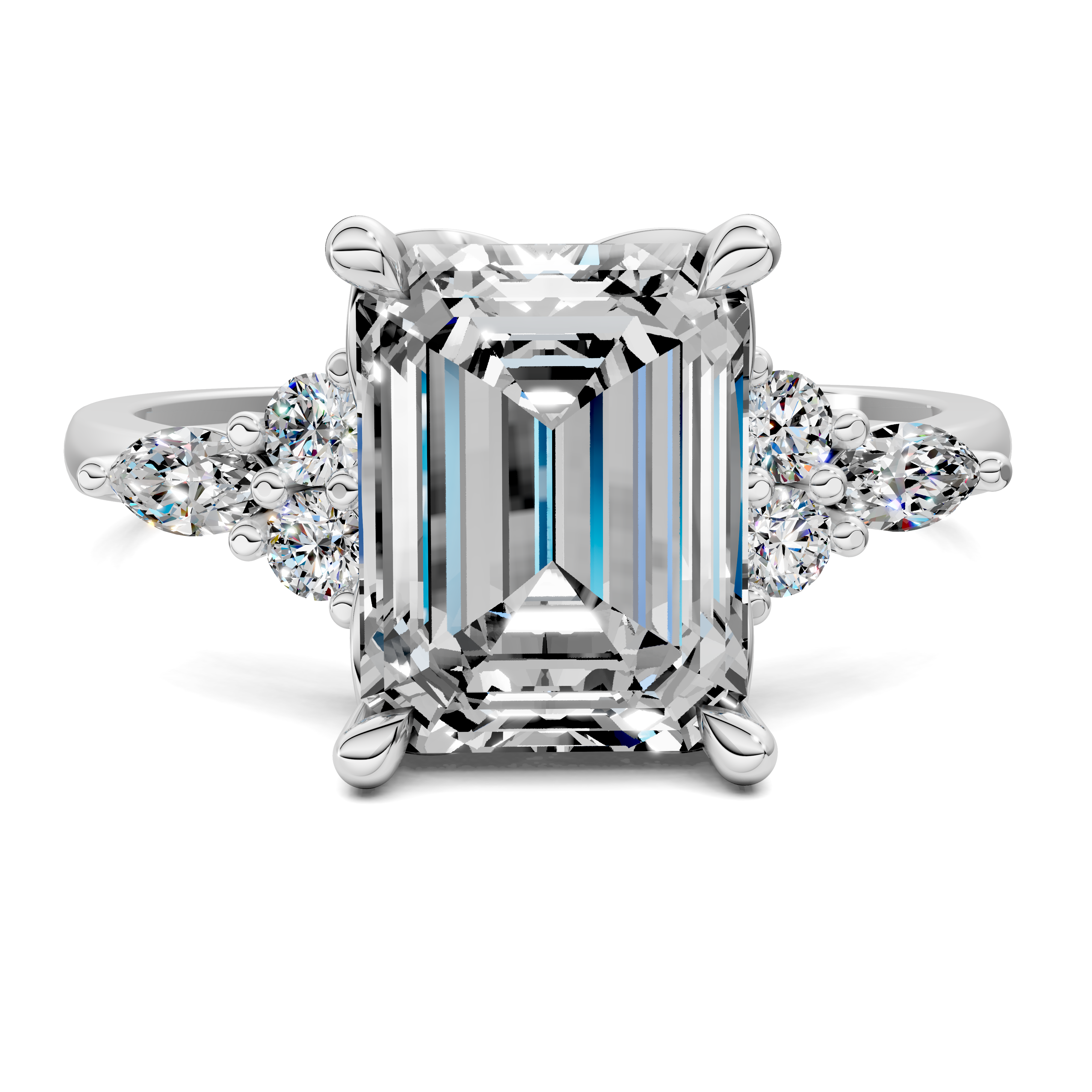 Nyra with Pear Accents and Round Shoulder Stones Ring