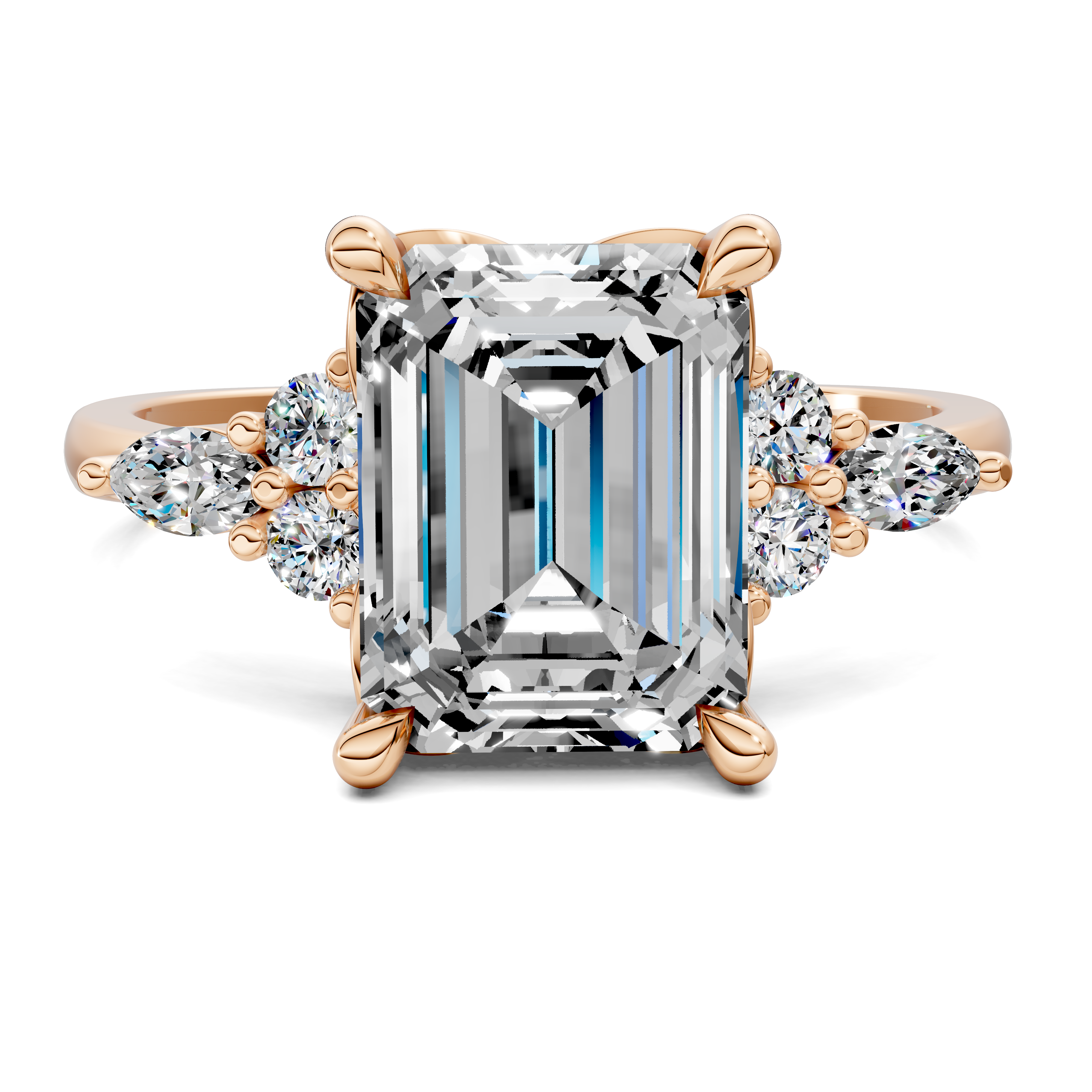 Nyra with Pear Accents and Round Shoulder Stones Ring