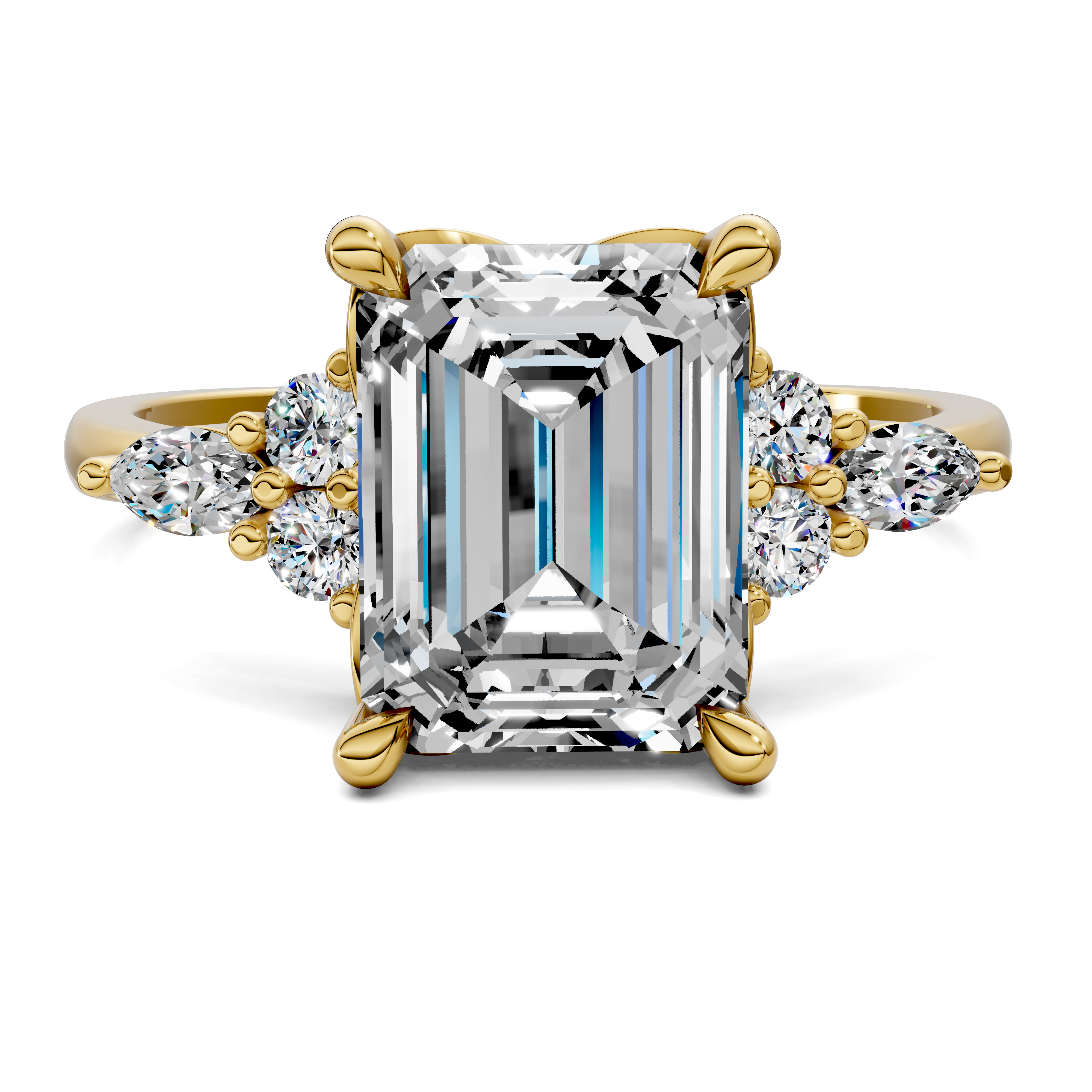 Nyra with Pear Accents and Round Shoulder Stones Ring