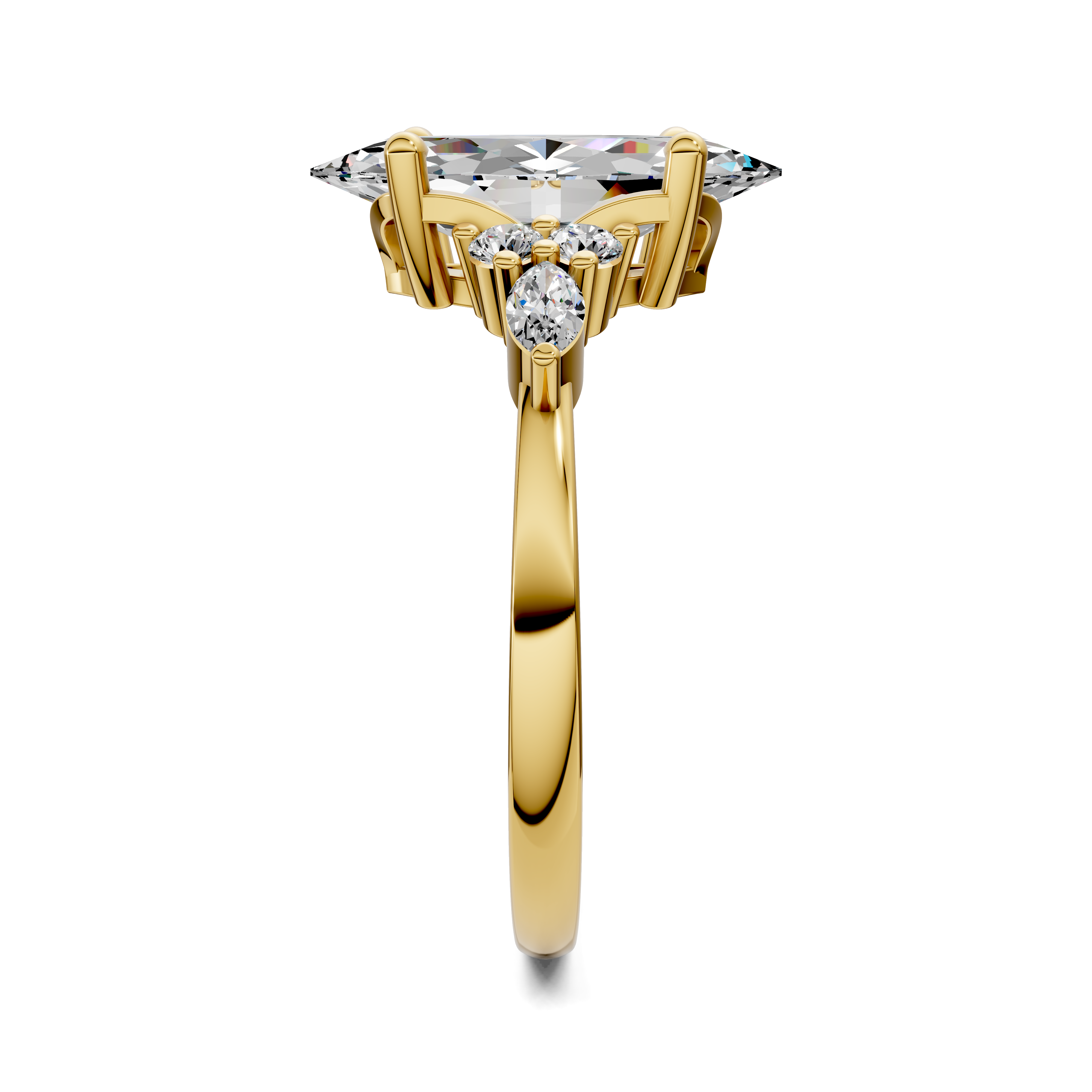 Nyra with Pear Accents and Round Shoulder Stones Ring