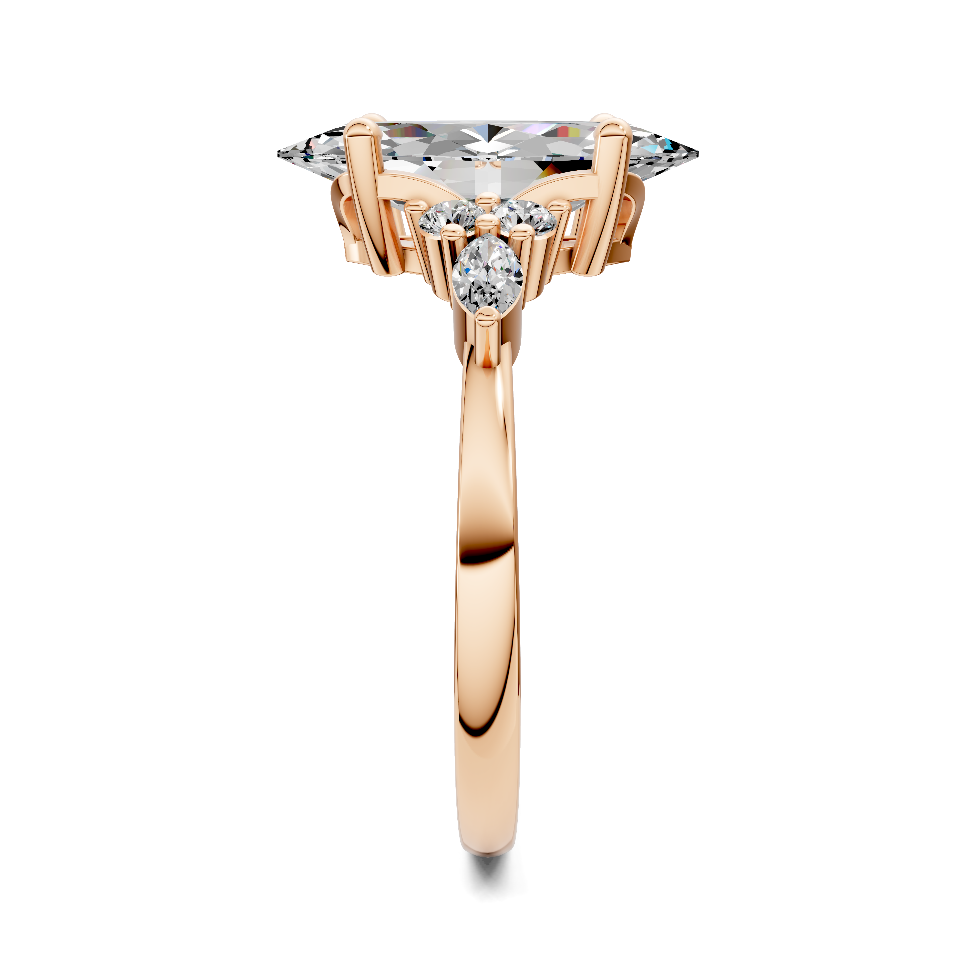 Nyra with Pear Accents and Round Shoulder Stones Ring
