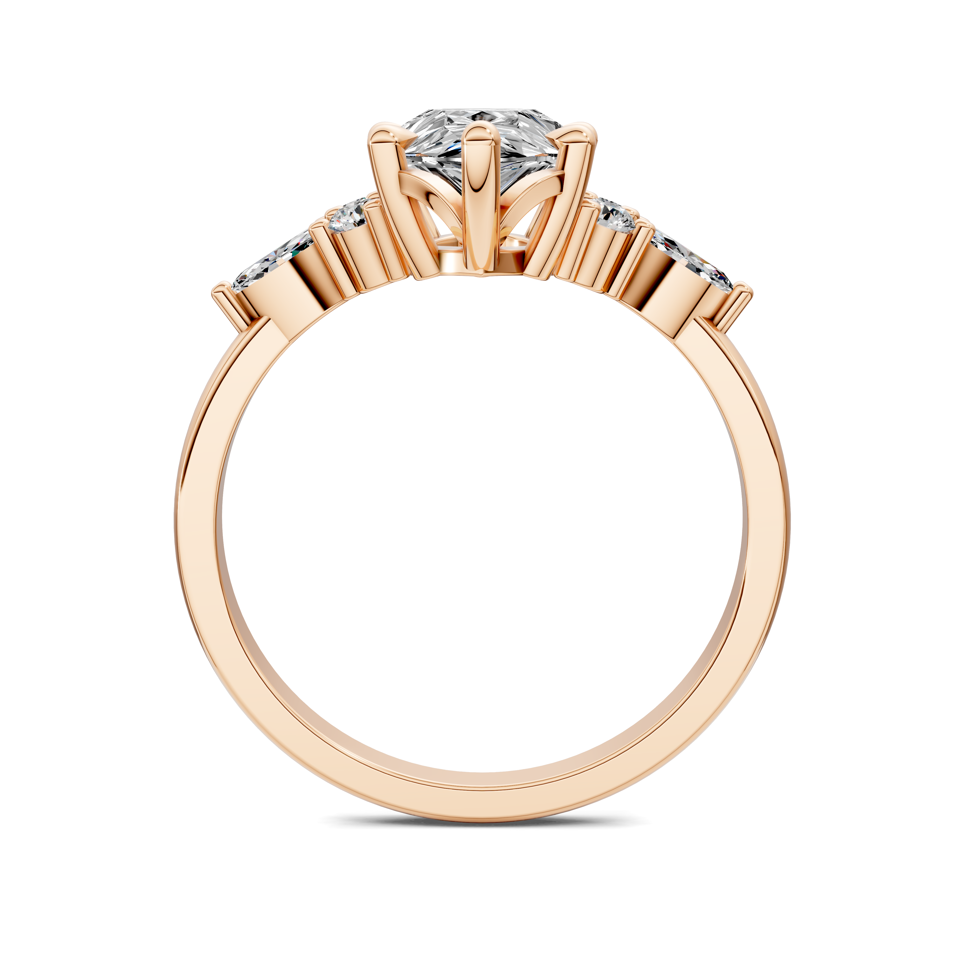 Nyra with Pear Accents and Round Shoulder Stones Ring