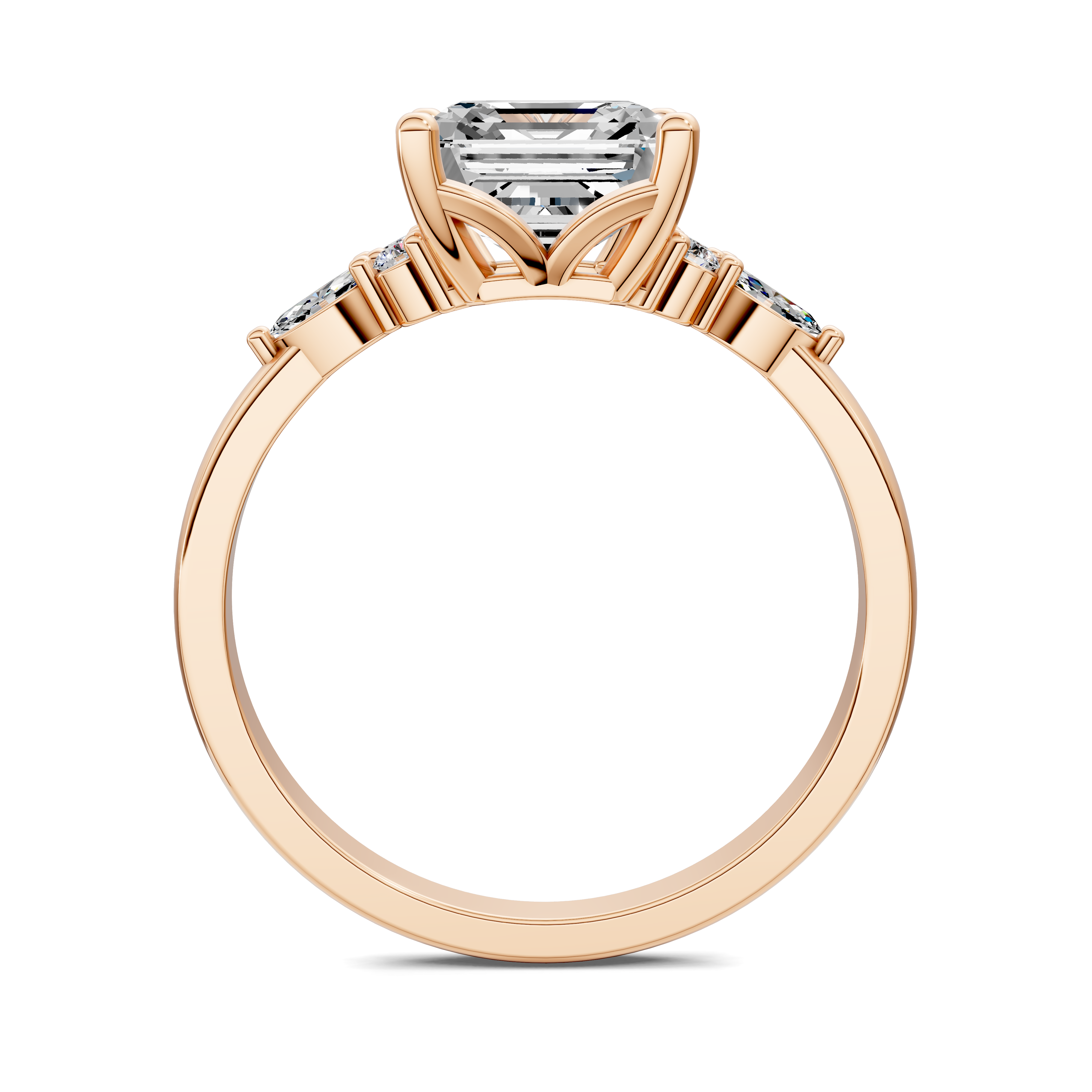 Nyra with Pear Accents and Round Shoulder Stones Ring