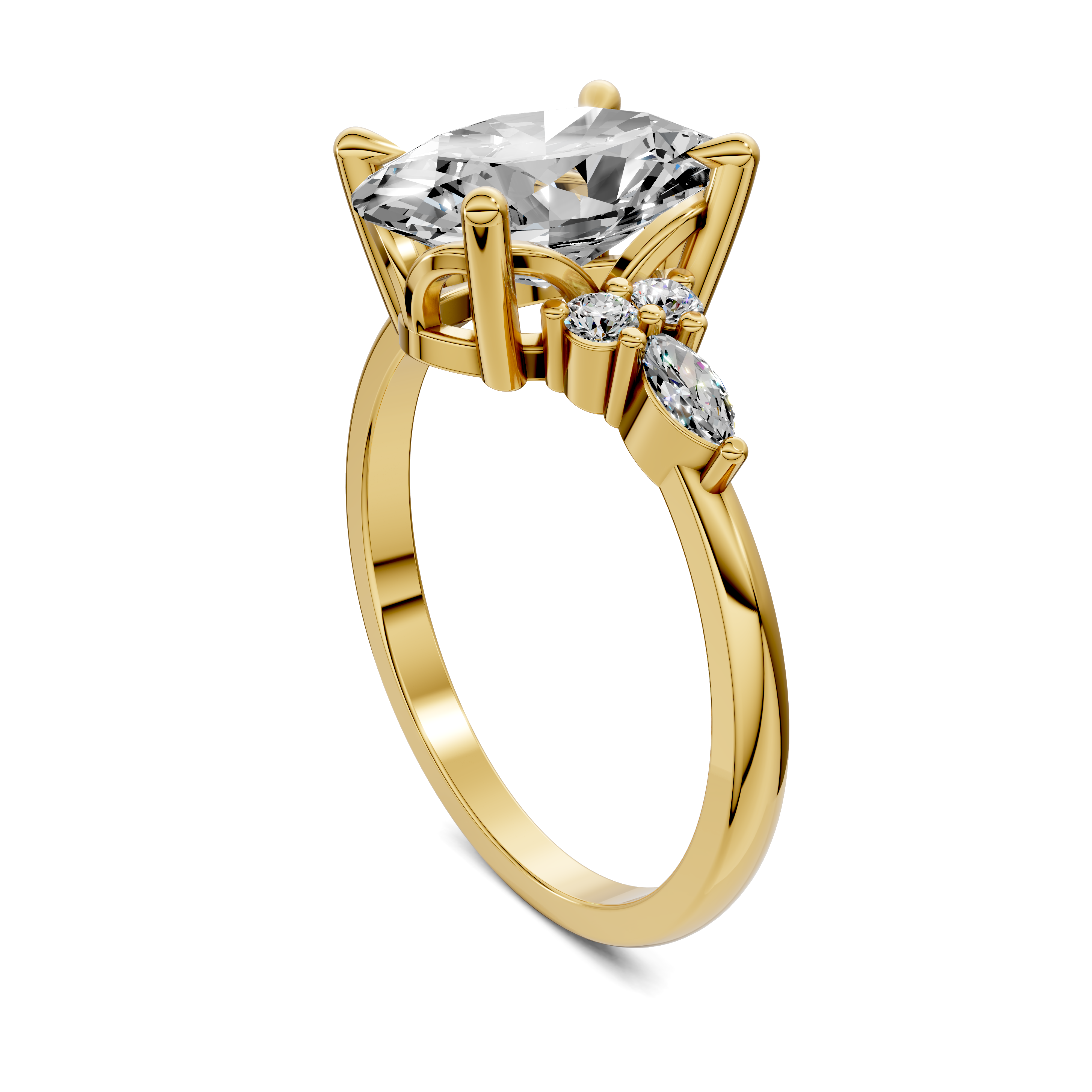Nyra with Pear Accents and Round Shoulder Stones Ring