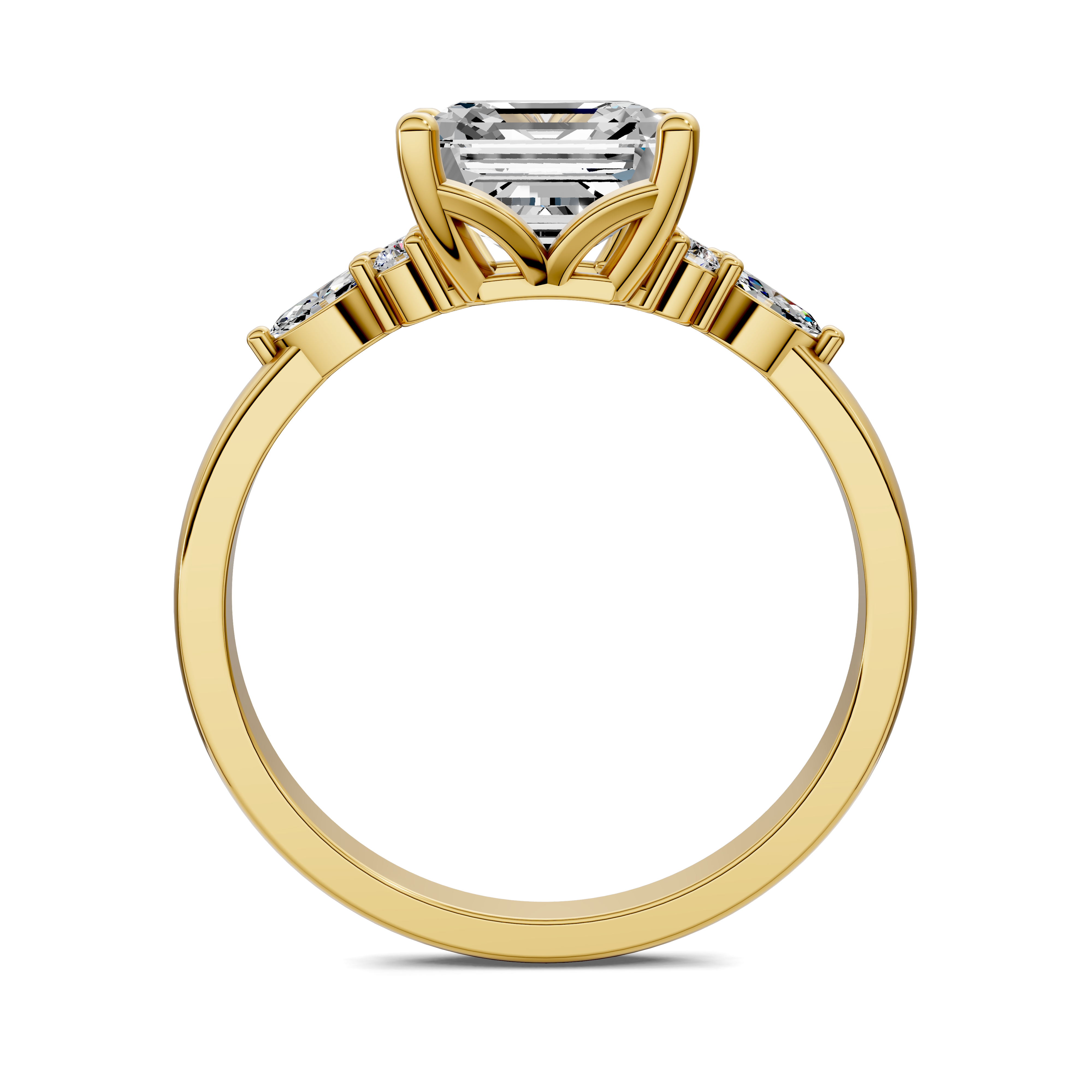 Nyra with Pear Accents and Round Shoulder Stones Ring