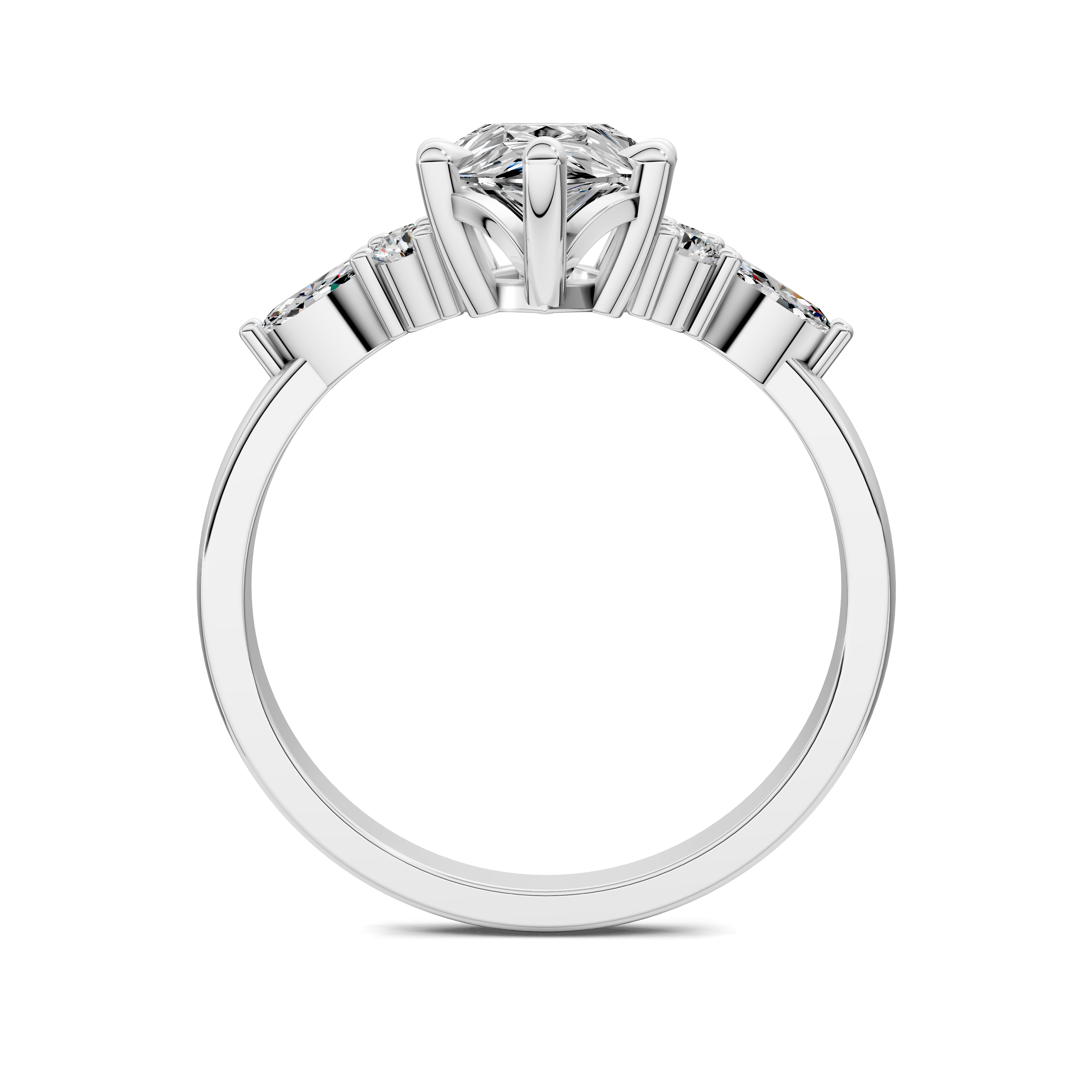 Nyra with Pear Accents and Round Shoulder Stones Ring