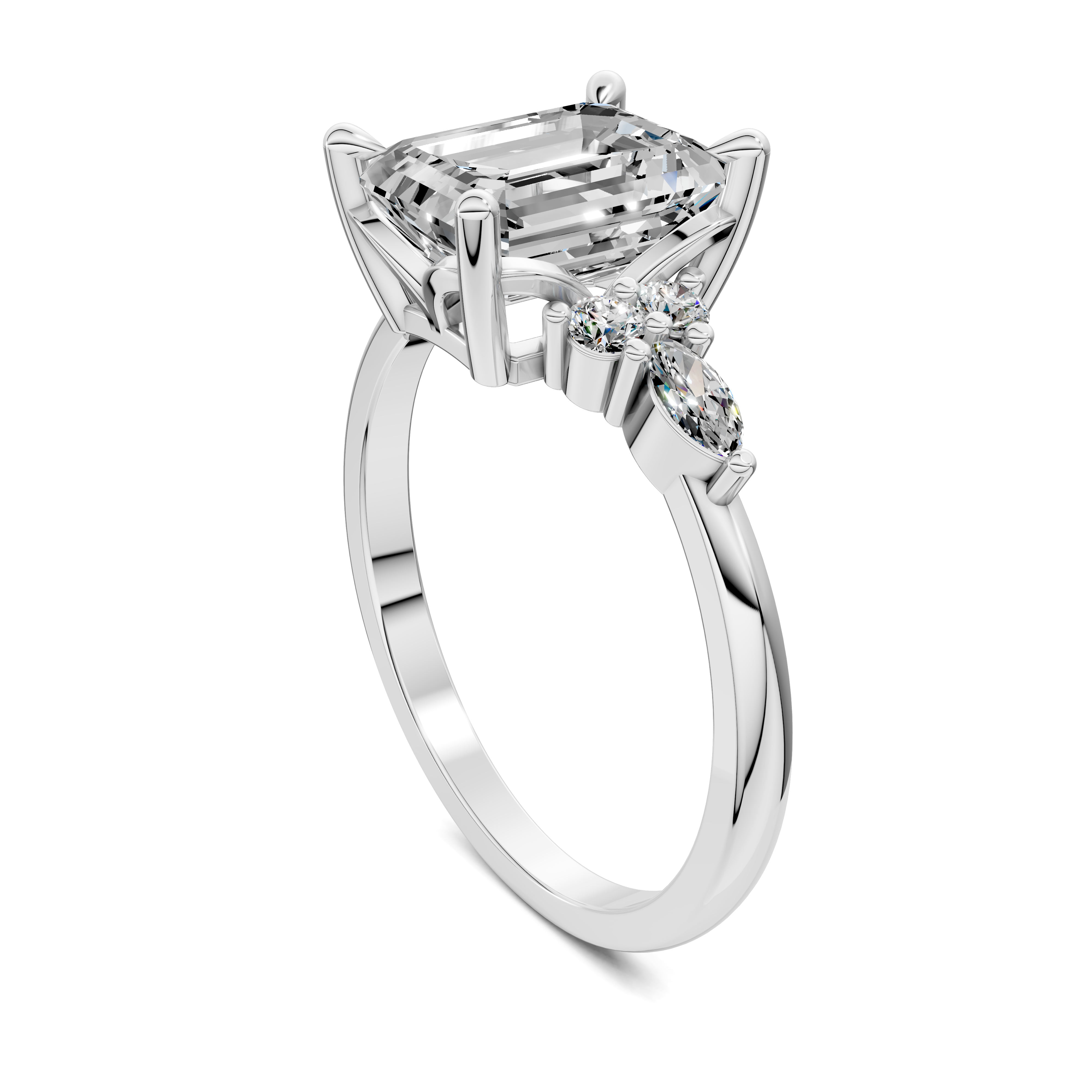 Nyra with Pear Accents and Round Shoulder Stones Ring