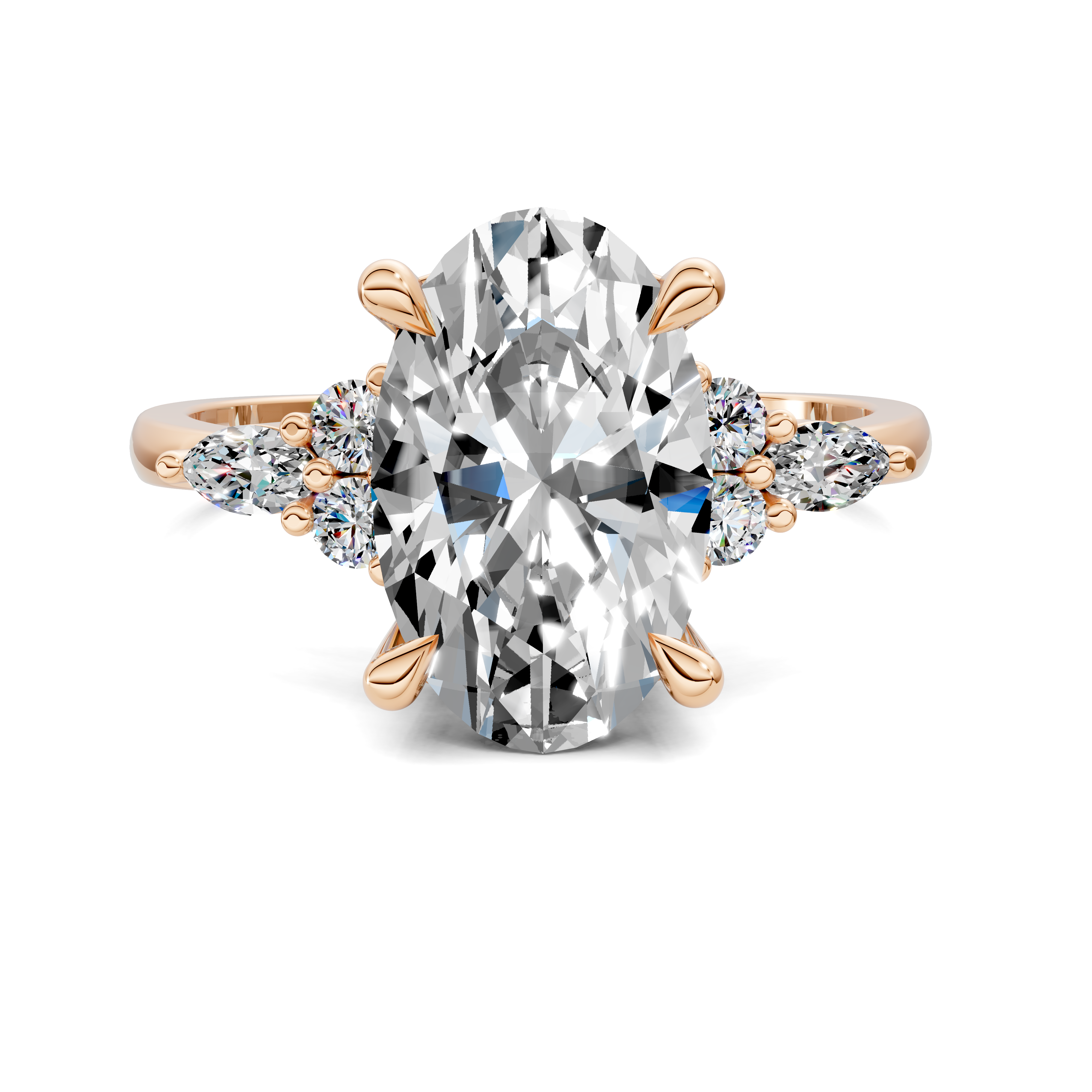 Nyra with Pear Accents and Round Shoulder Stones Ring