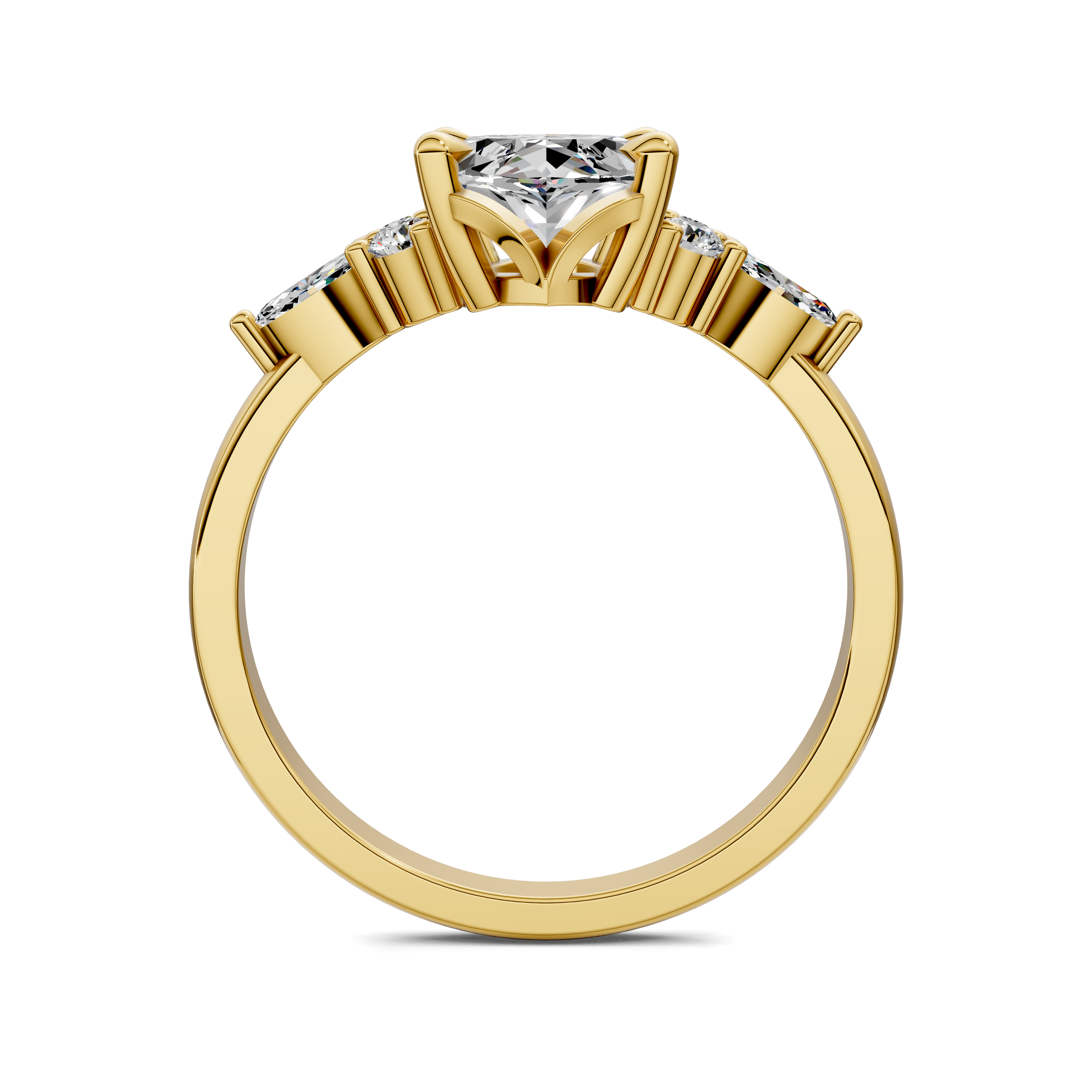Nyra with Pear Accents and Round Shoulder Stones Ring
