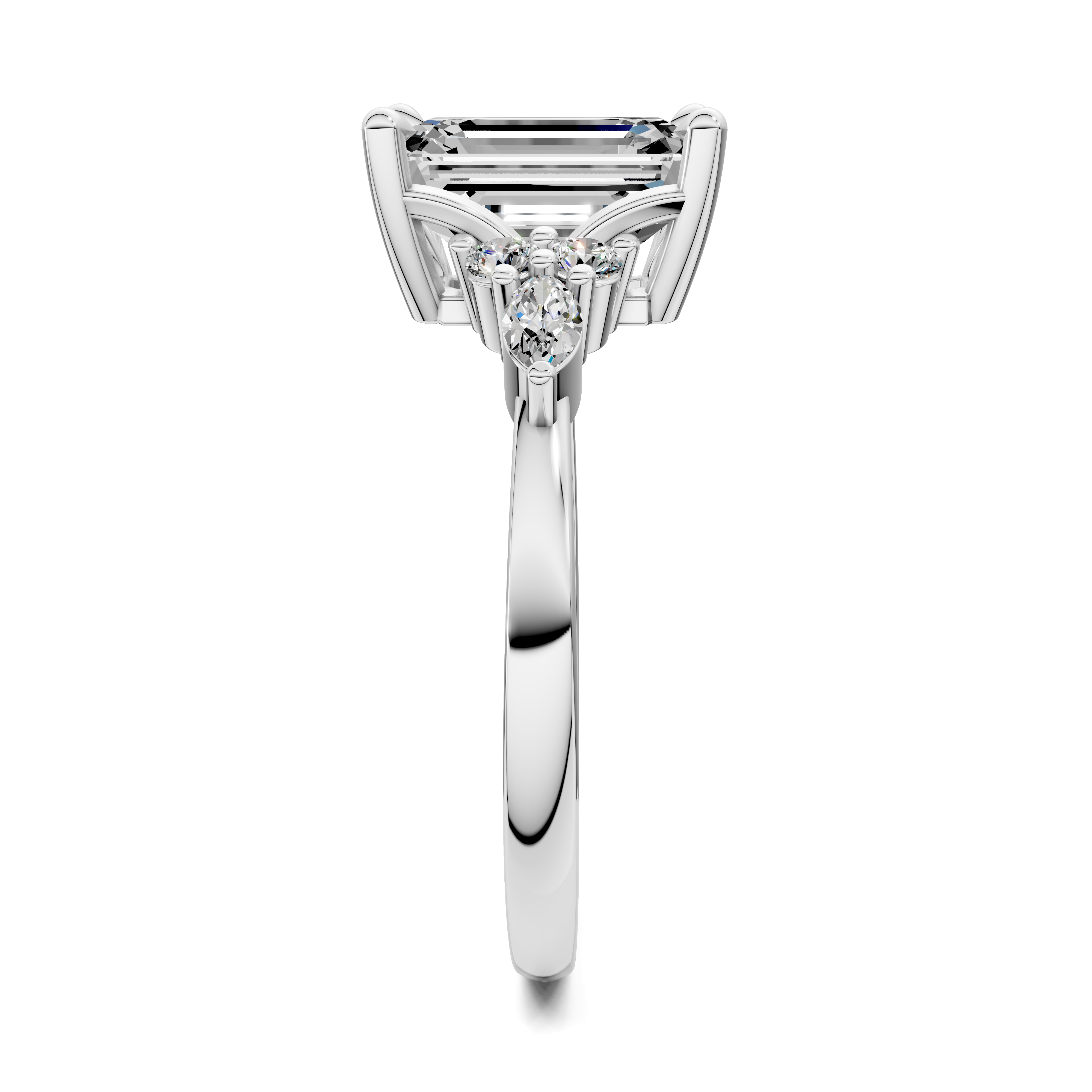 Nyra with Pear Accents and Round Shoulder Stones Ring
