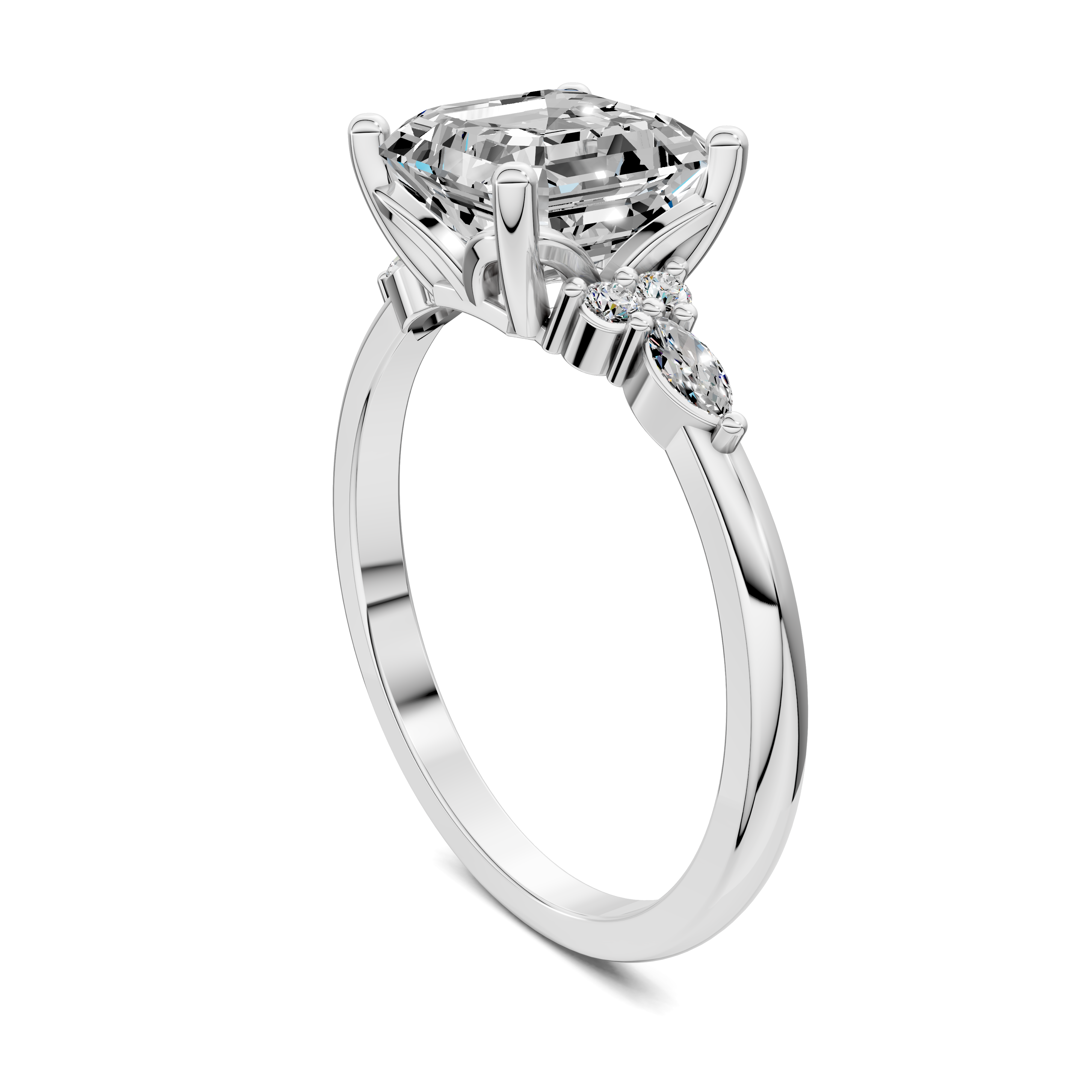 Nyra with Pear Accents and Round Shoulder Stones Ring