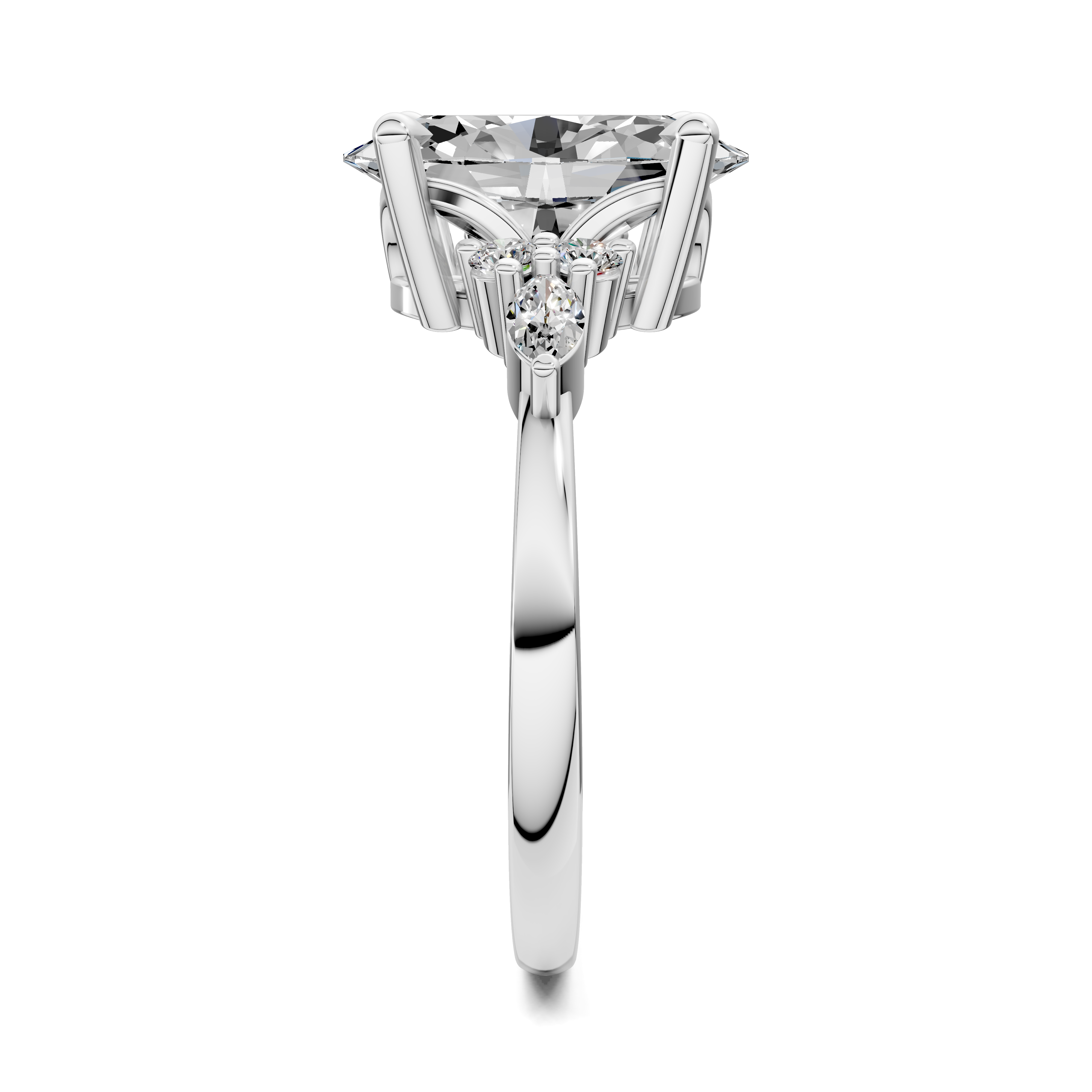 Nyra with Pear Accents and Round Shoulder Stones Ring