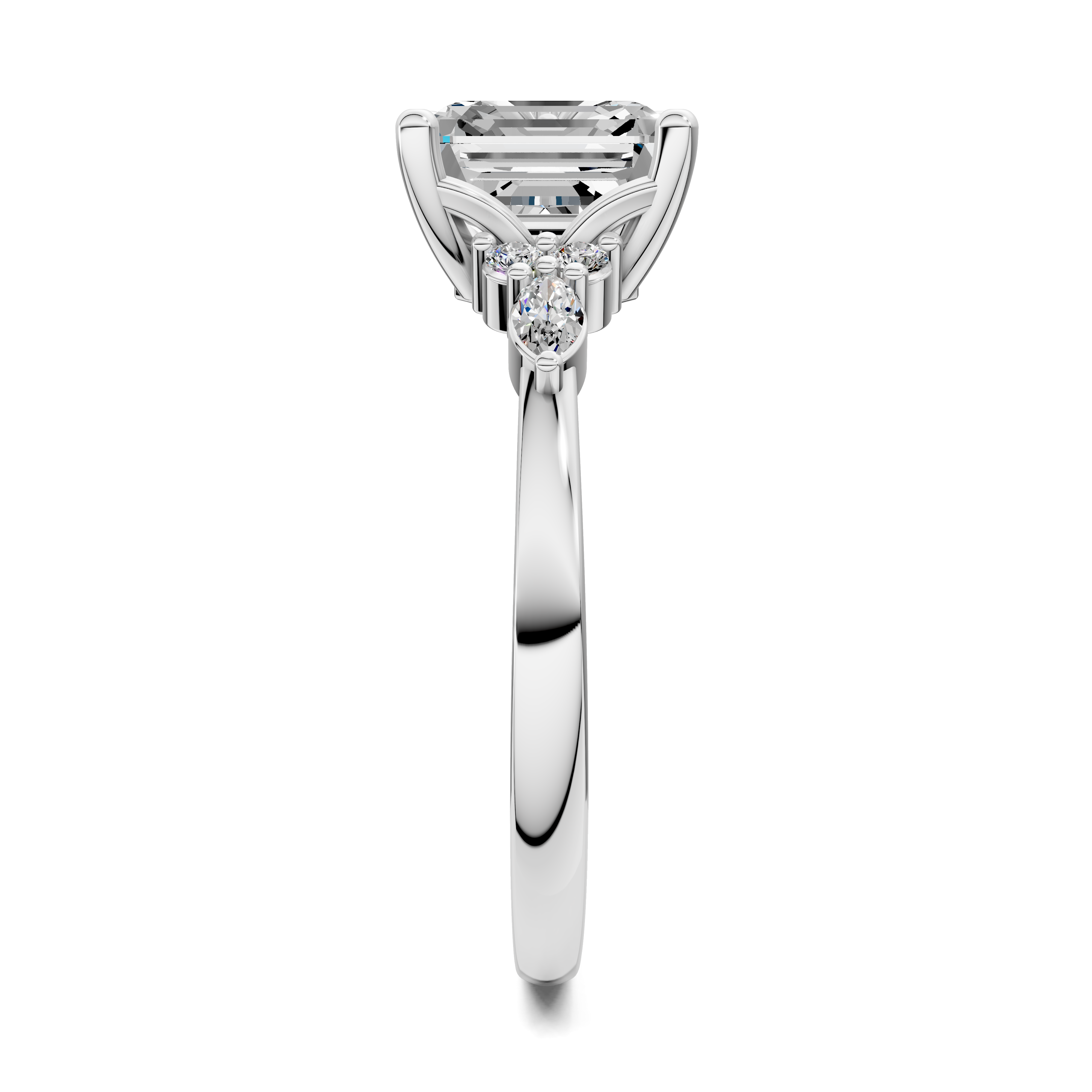 Nyra with Pear Accents and Round Shoulder Stones Ring