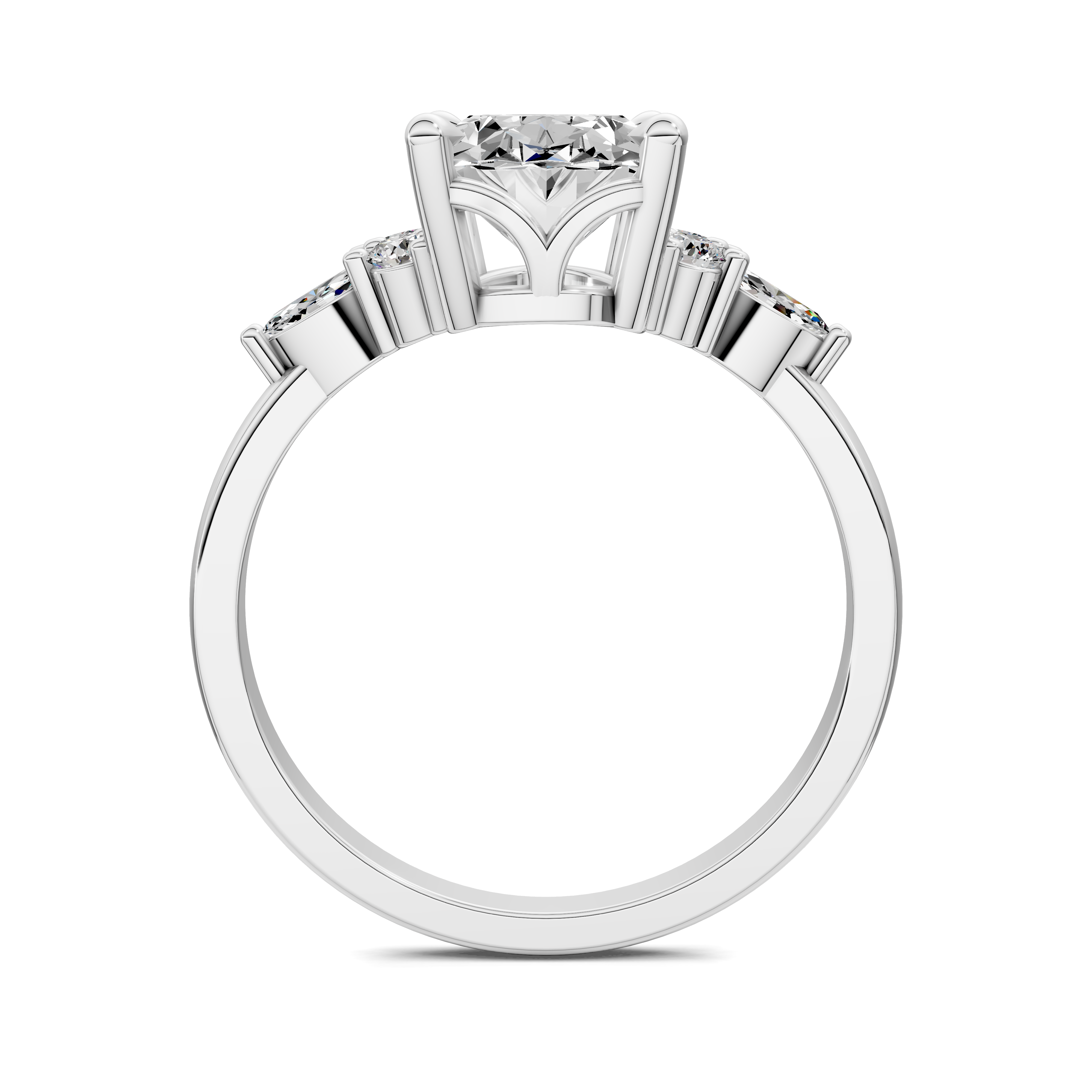 Nyra with Pear Accents and Round Shoulder Stones Ring