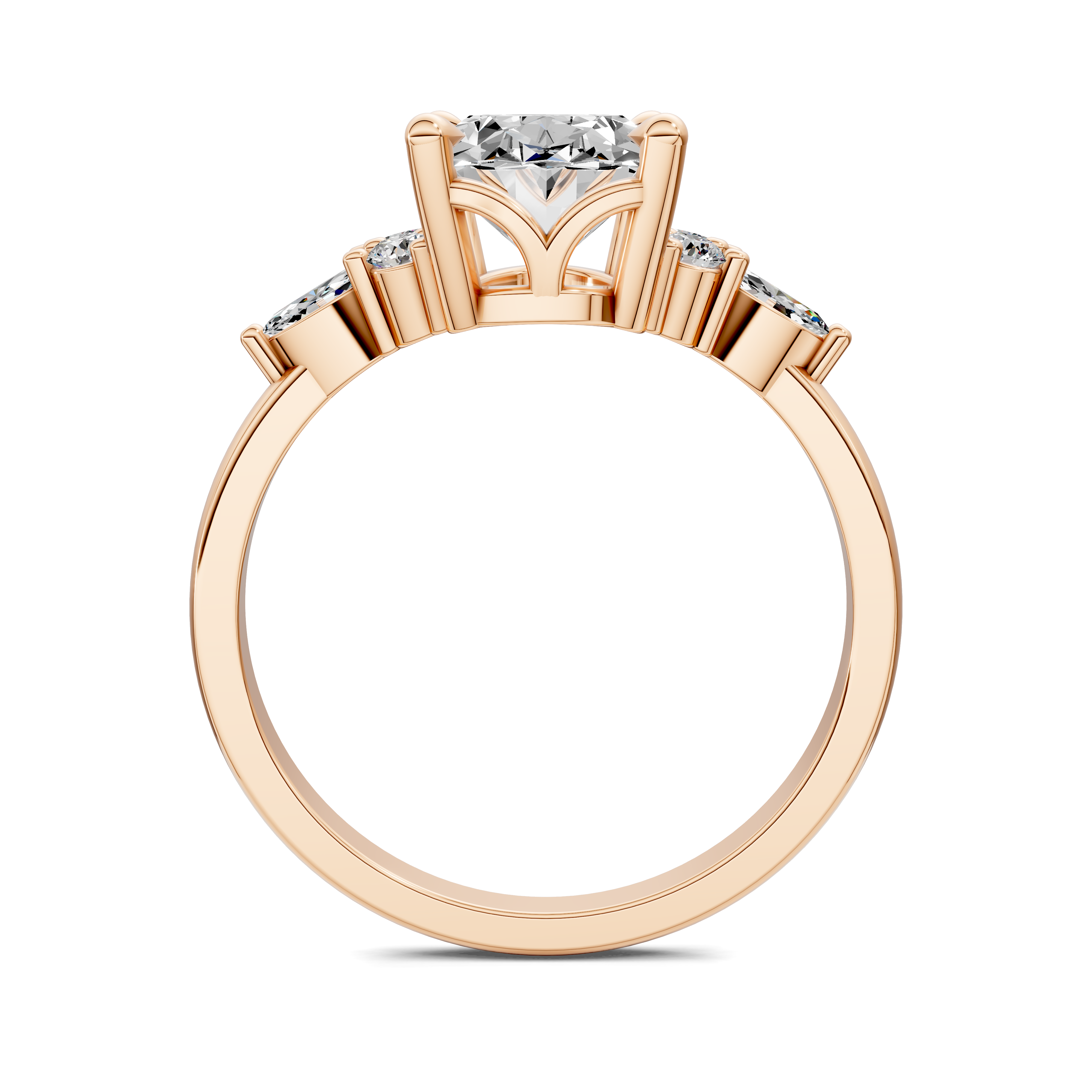 Nyra with Pear Accents and Round Shoulder Stones Ring