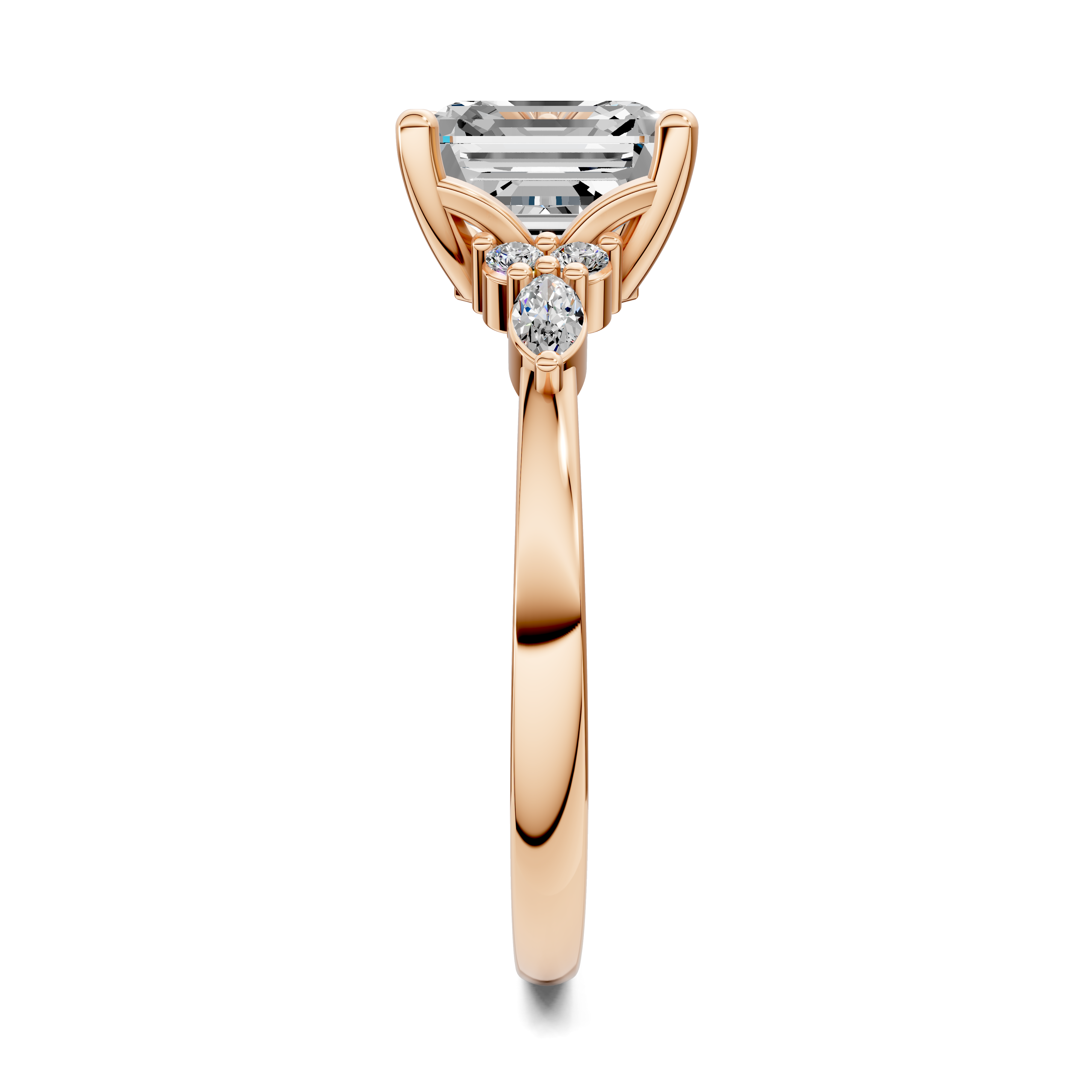 Nyra with Pear Accents and Round Shoulder Stones Ring