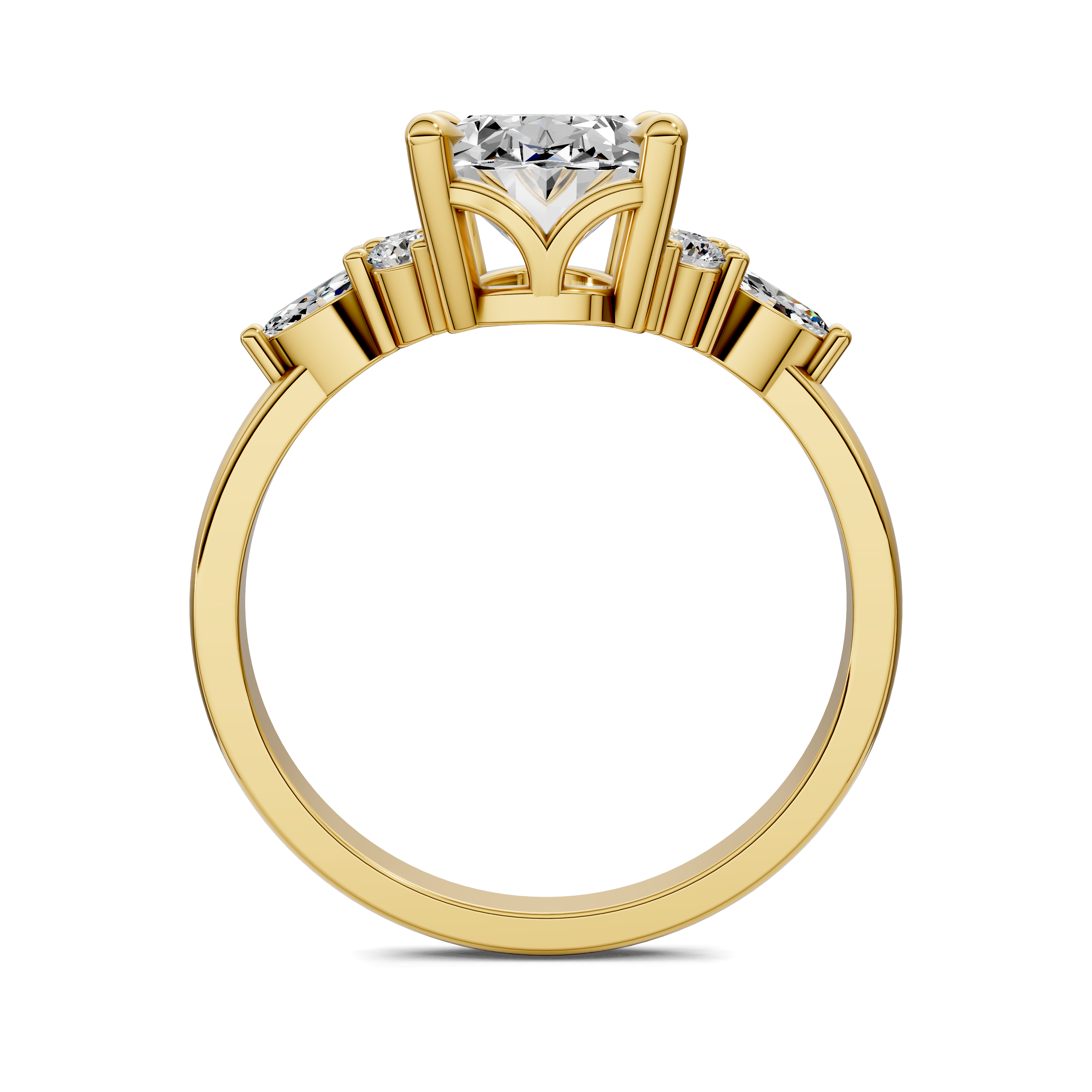 Nyra with Pear Accents and Round Shoulder Stones Ring