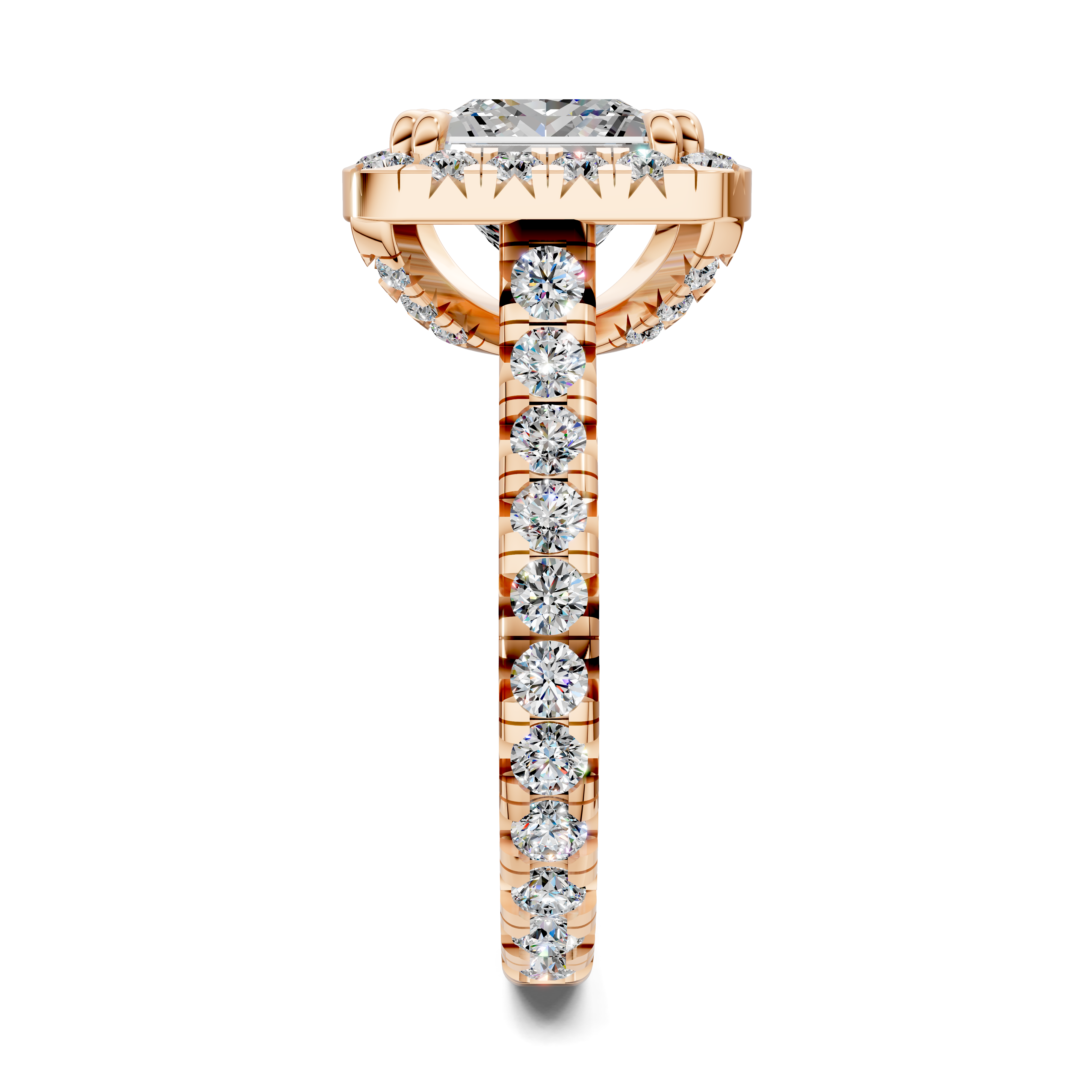 Calliope Princess Halo Three-Quarter Coverage Diamond Ring
