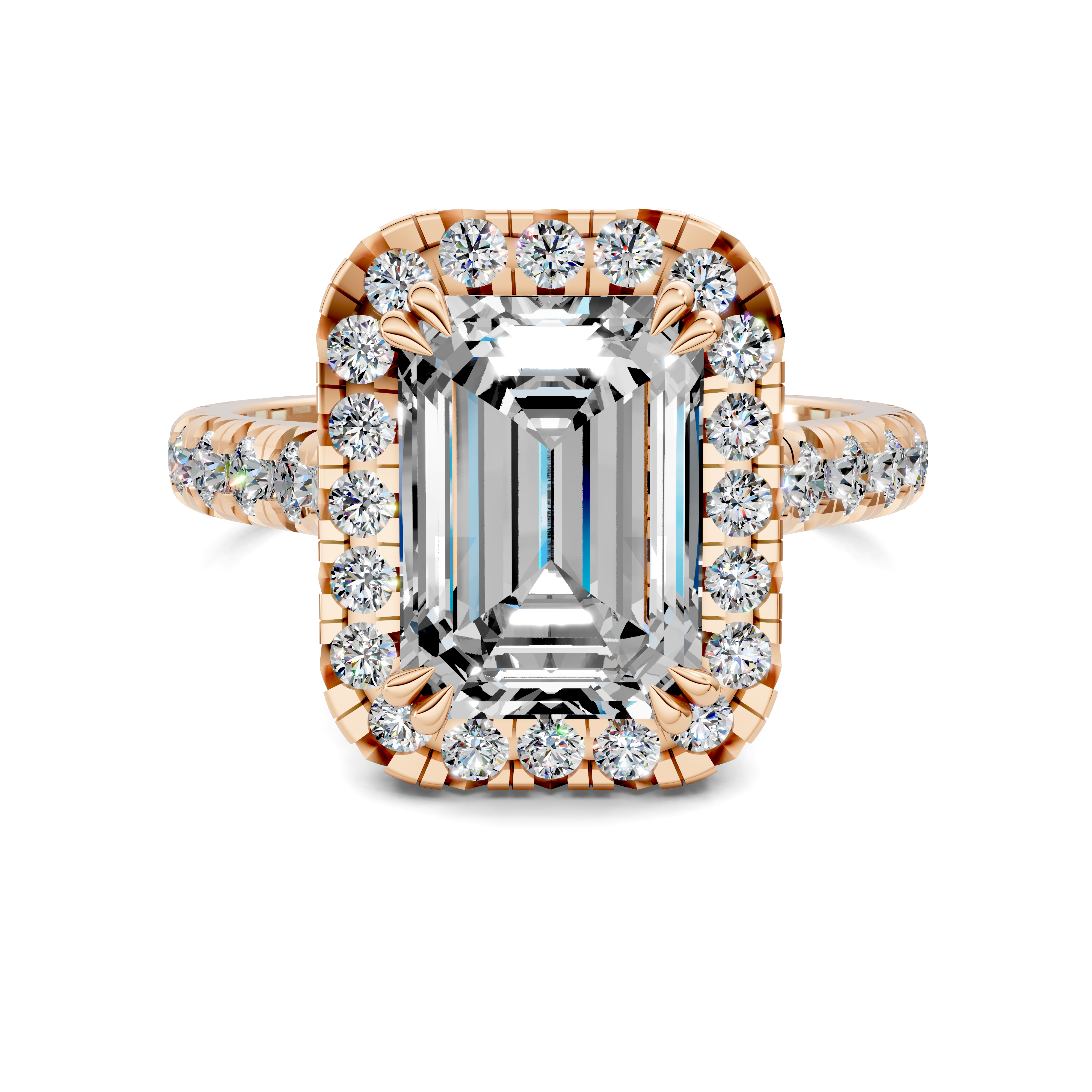 Harmonia Emerald Halo Three-Quarter Coverage Diamond Ring