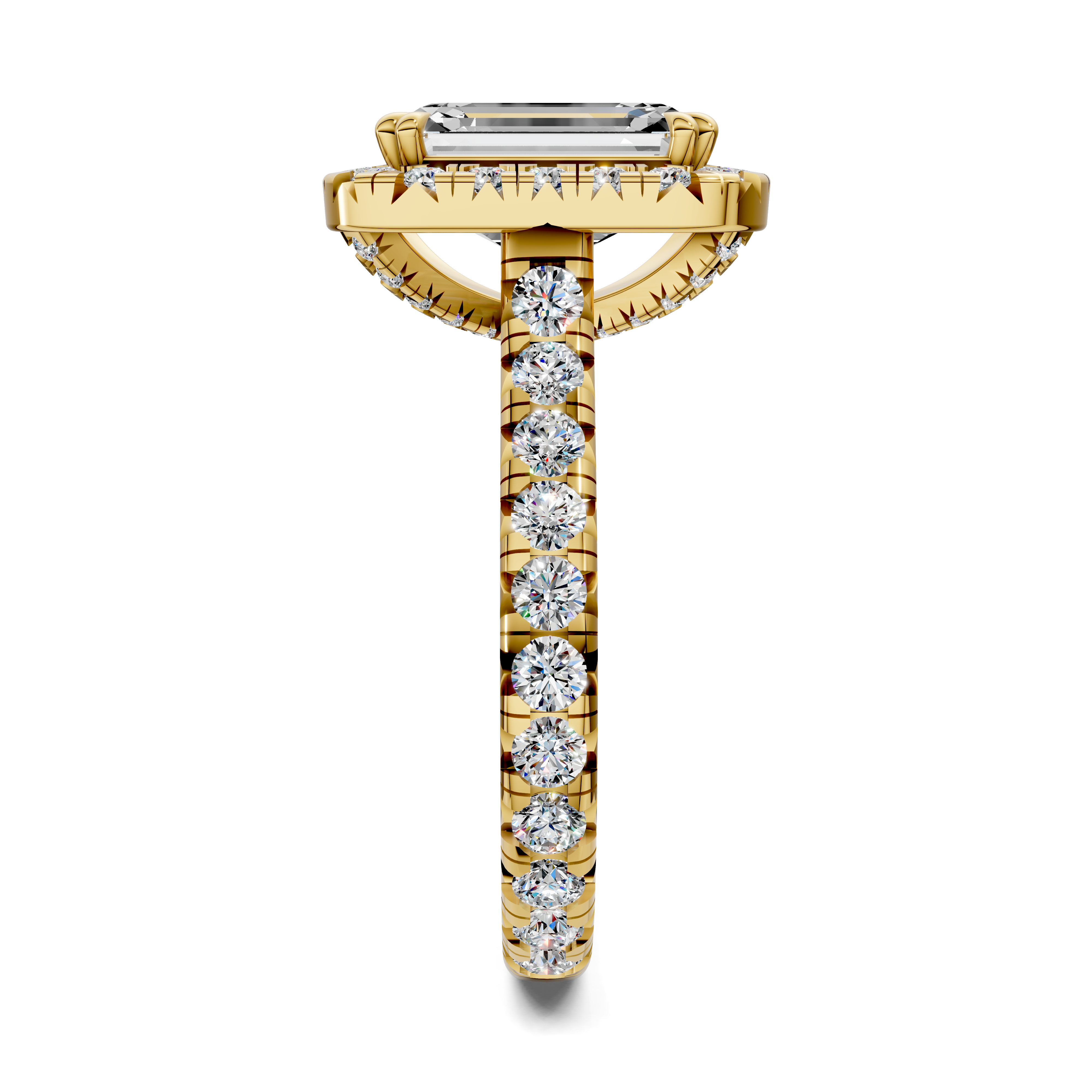 Harmonia Emerald Halo Three-Quarter Coverage Diamond Ring