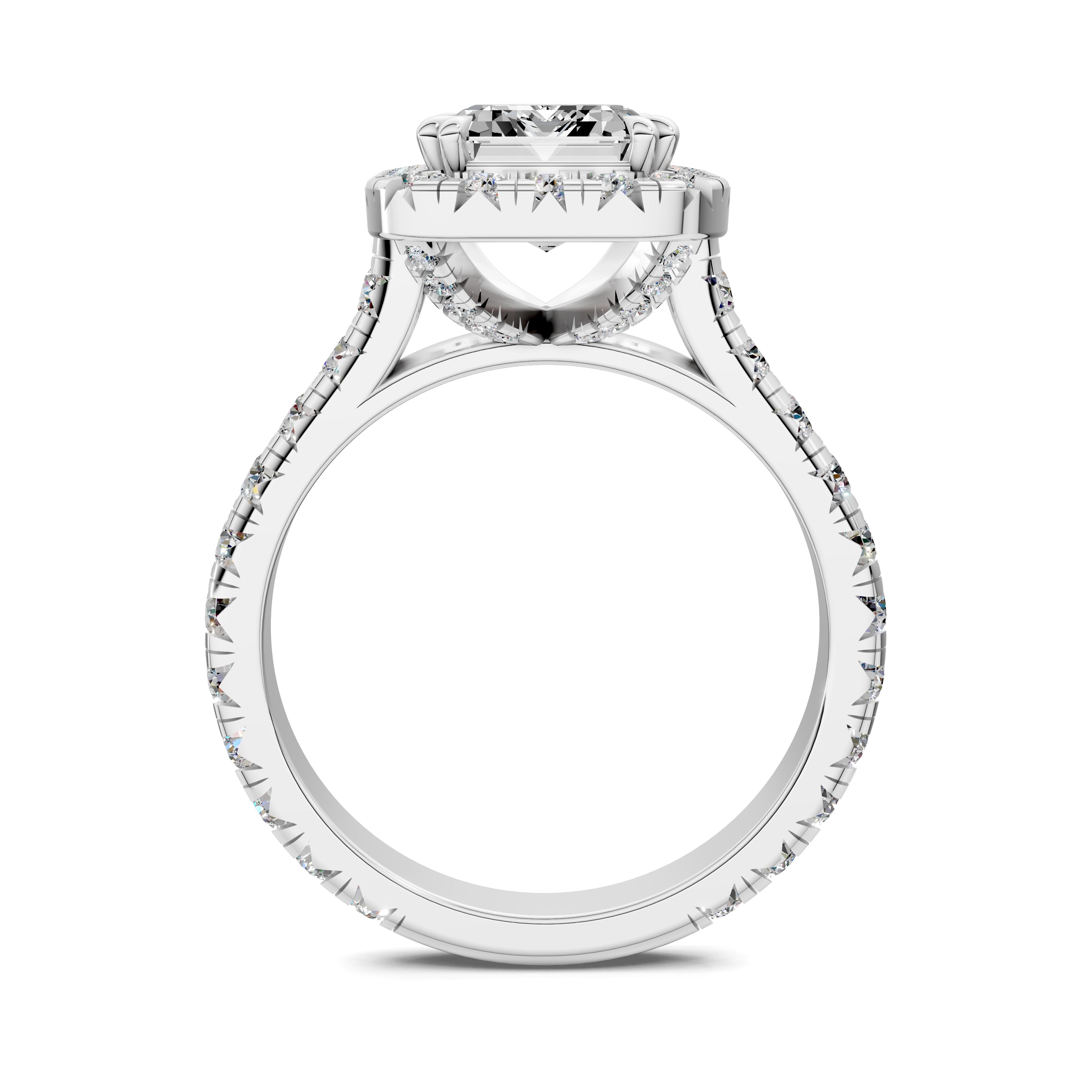 Harmonia Emerald Halo Three-Quarter Coverage Diamond Ring