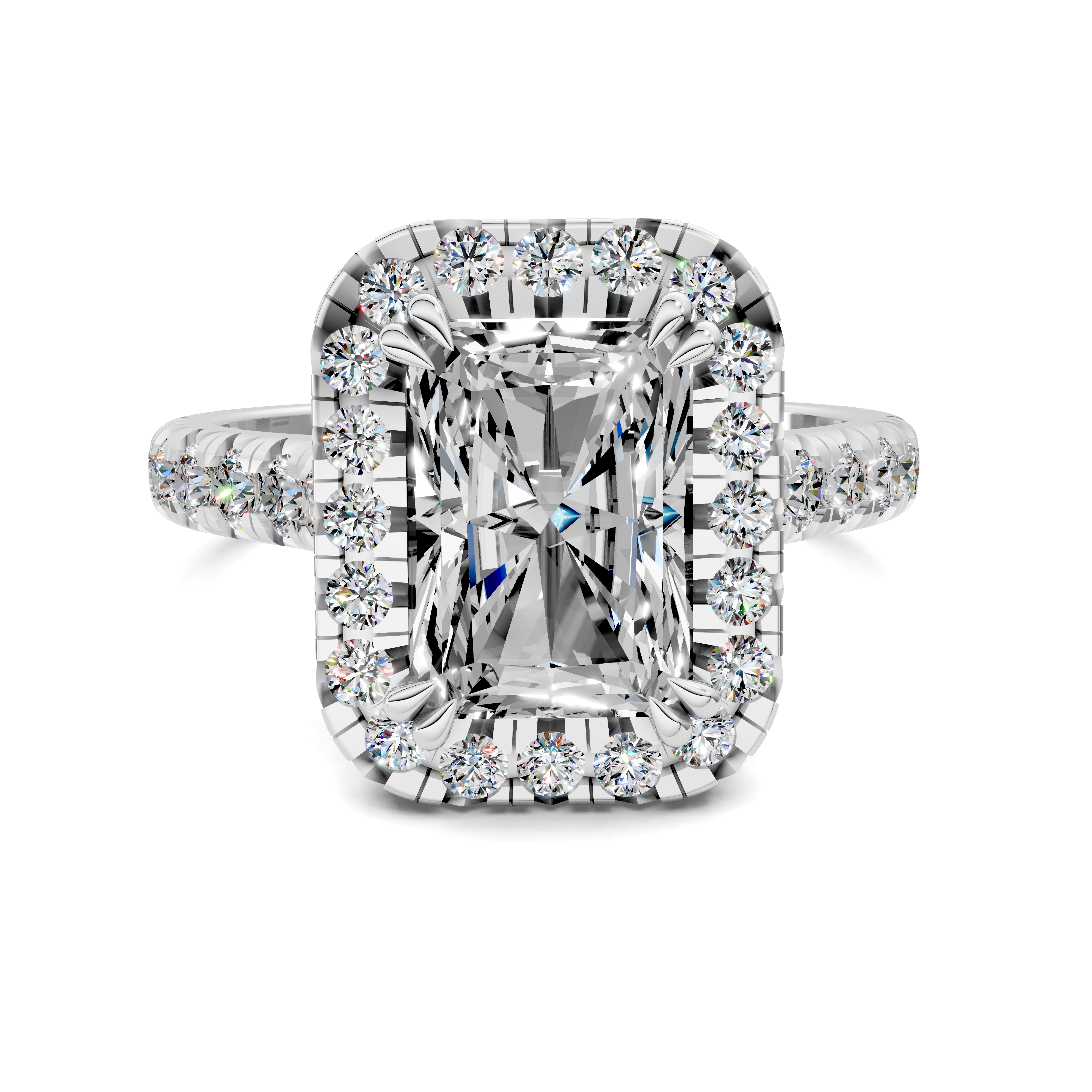 Eden Radiant Halo Three-Quarter Coverage Diamond Ring