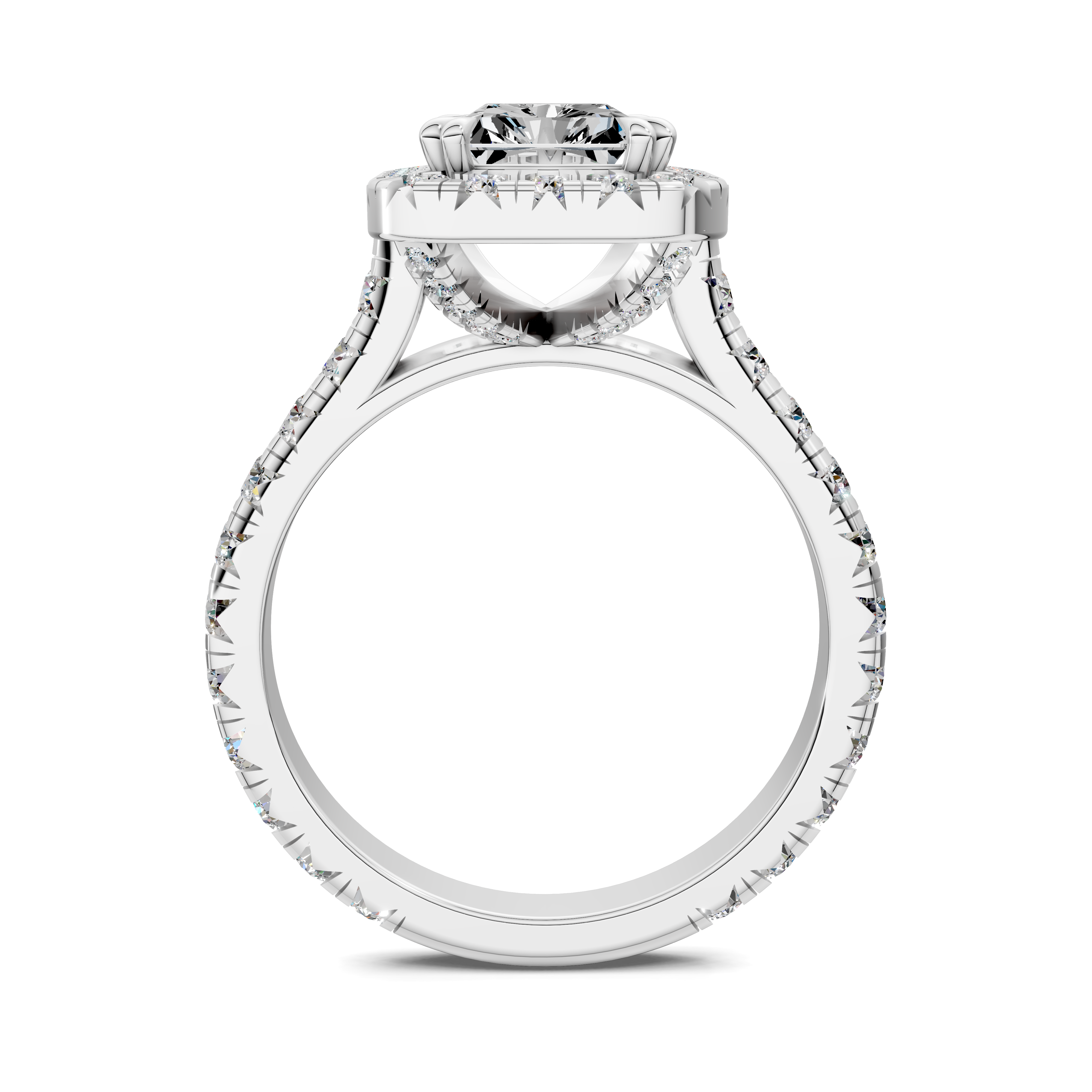 Eden Radiant Halo Three-Quarter Coverage Diamond Ring