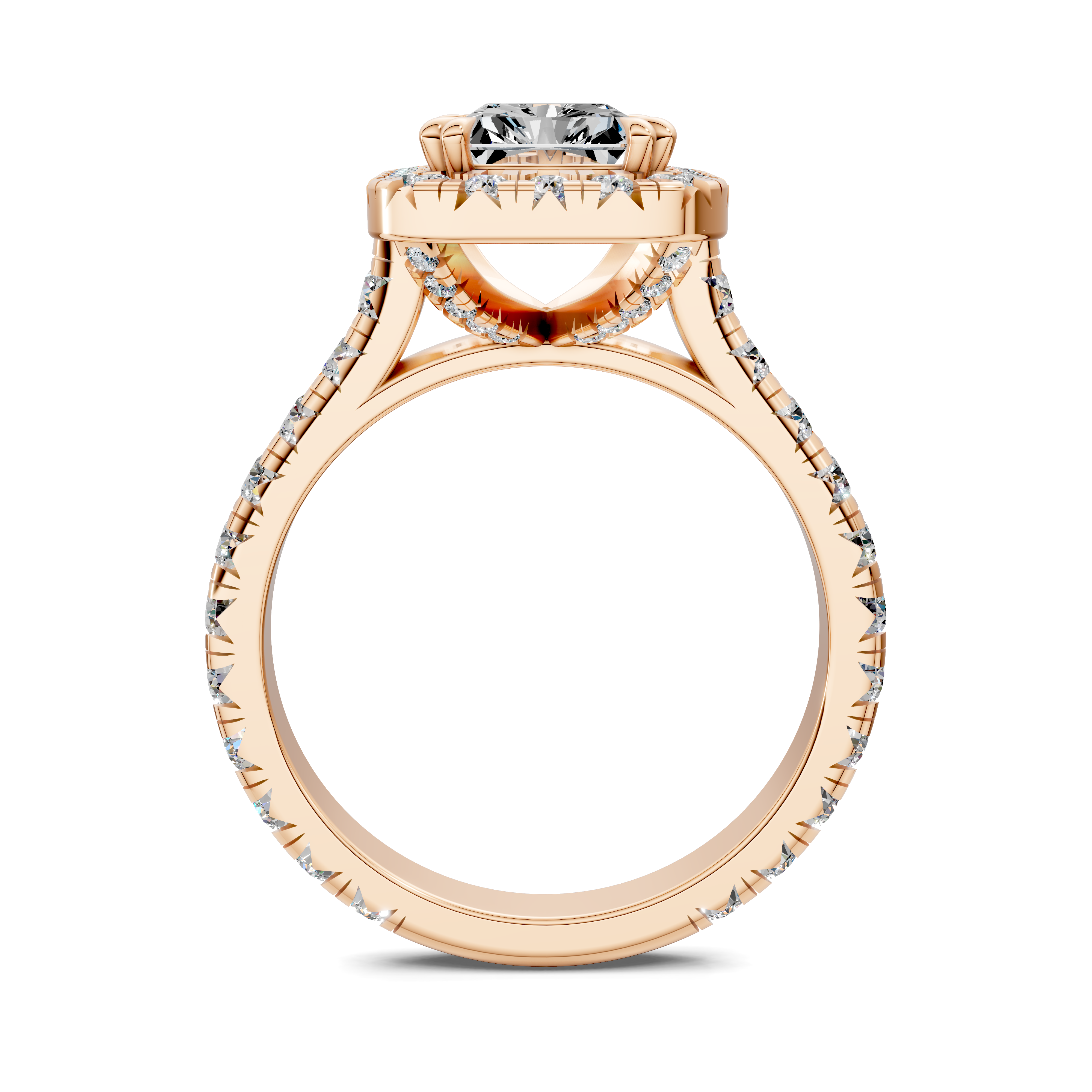 Eden Radiant Halo Three-Quarter Coverage Diamond Ring