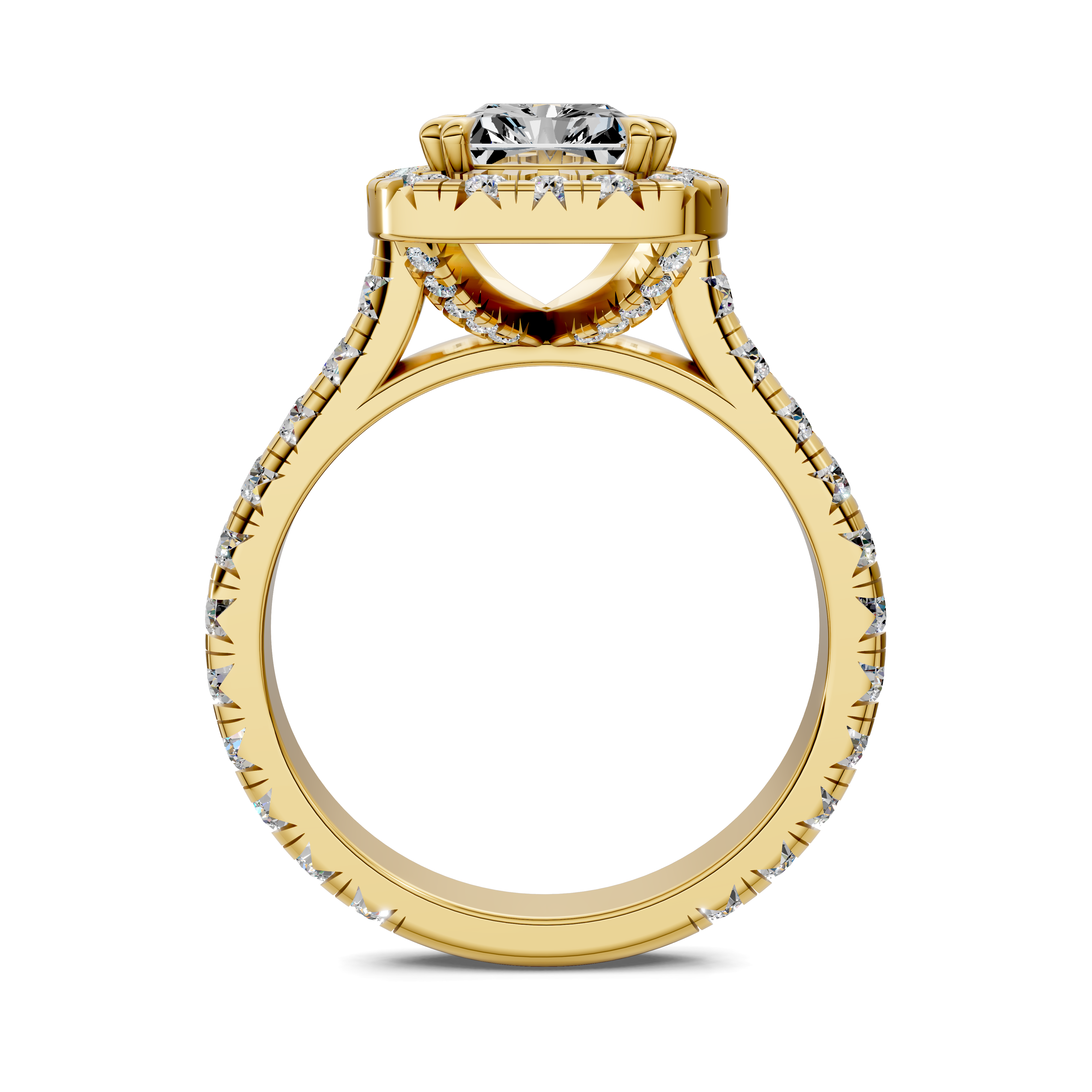 Eden Radiant Halo Three-Quarter Coverage Diamond Ring