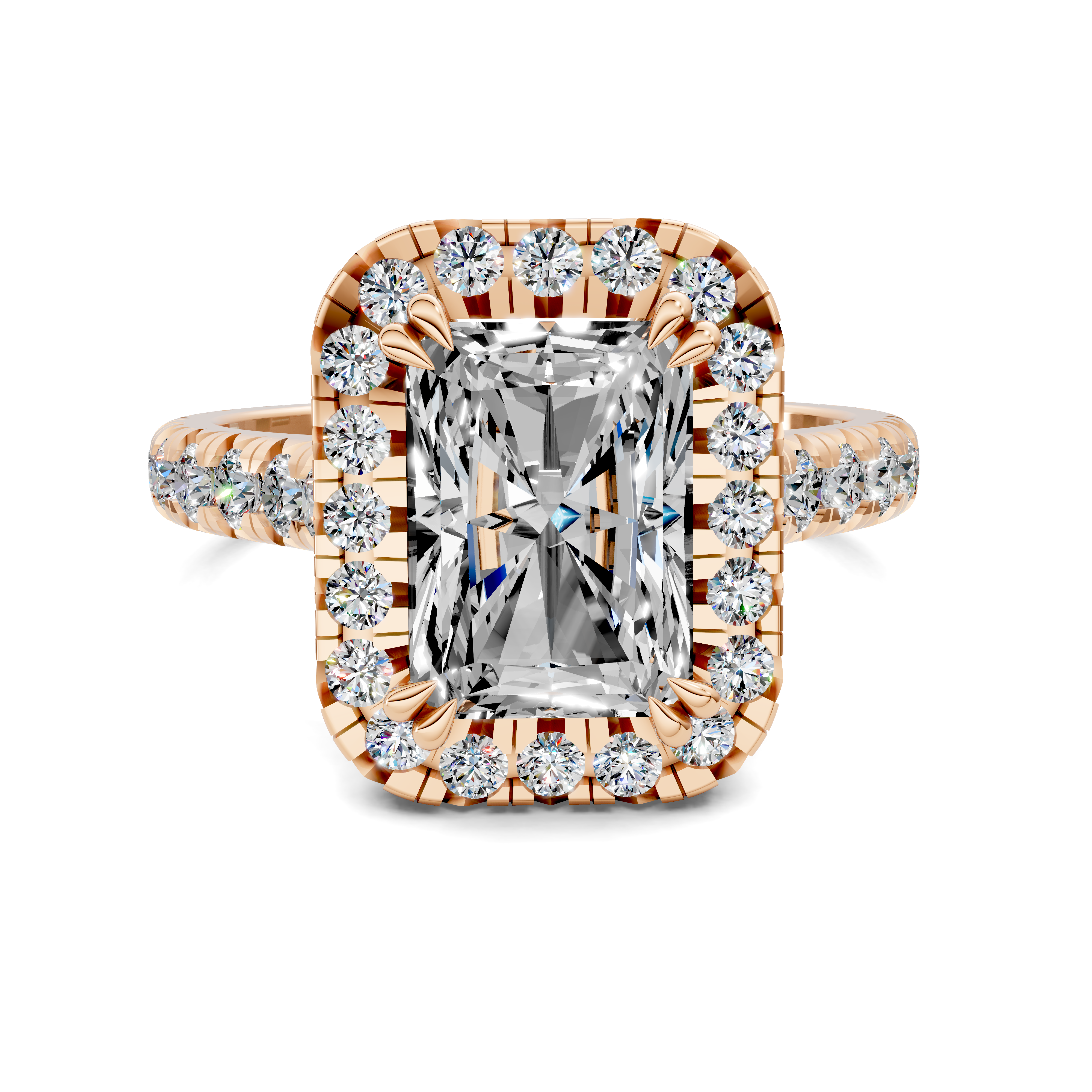 Eden Radiant Halo Three-Quarter Coverage Diamond Ring