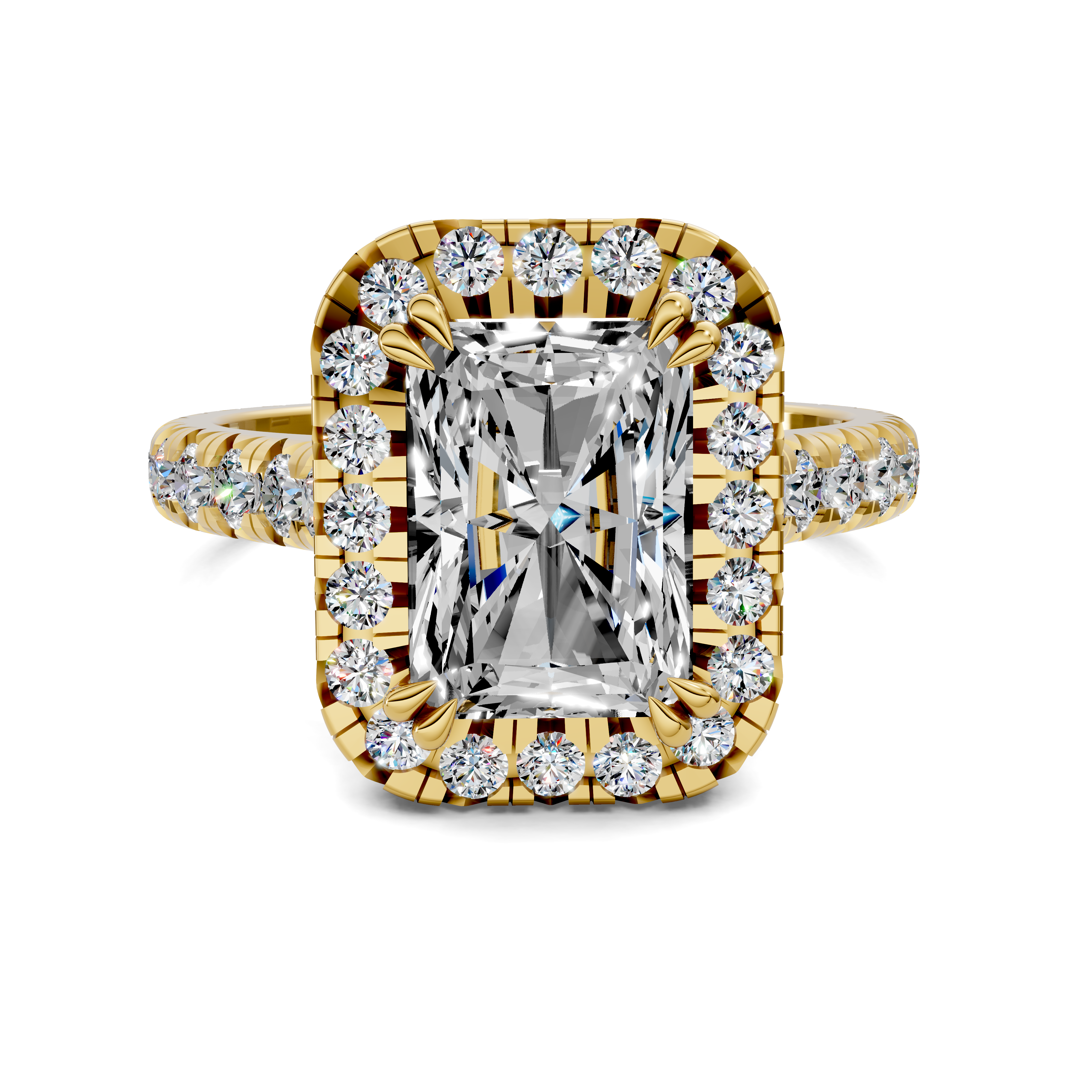 Eden Radiant Halo Three-Quarter Coverage Diamond Ring