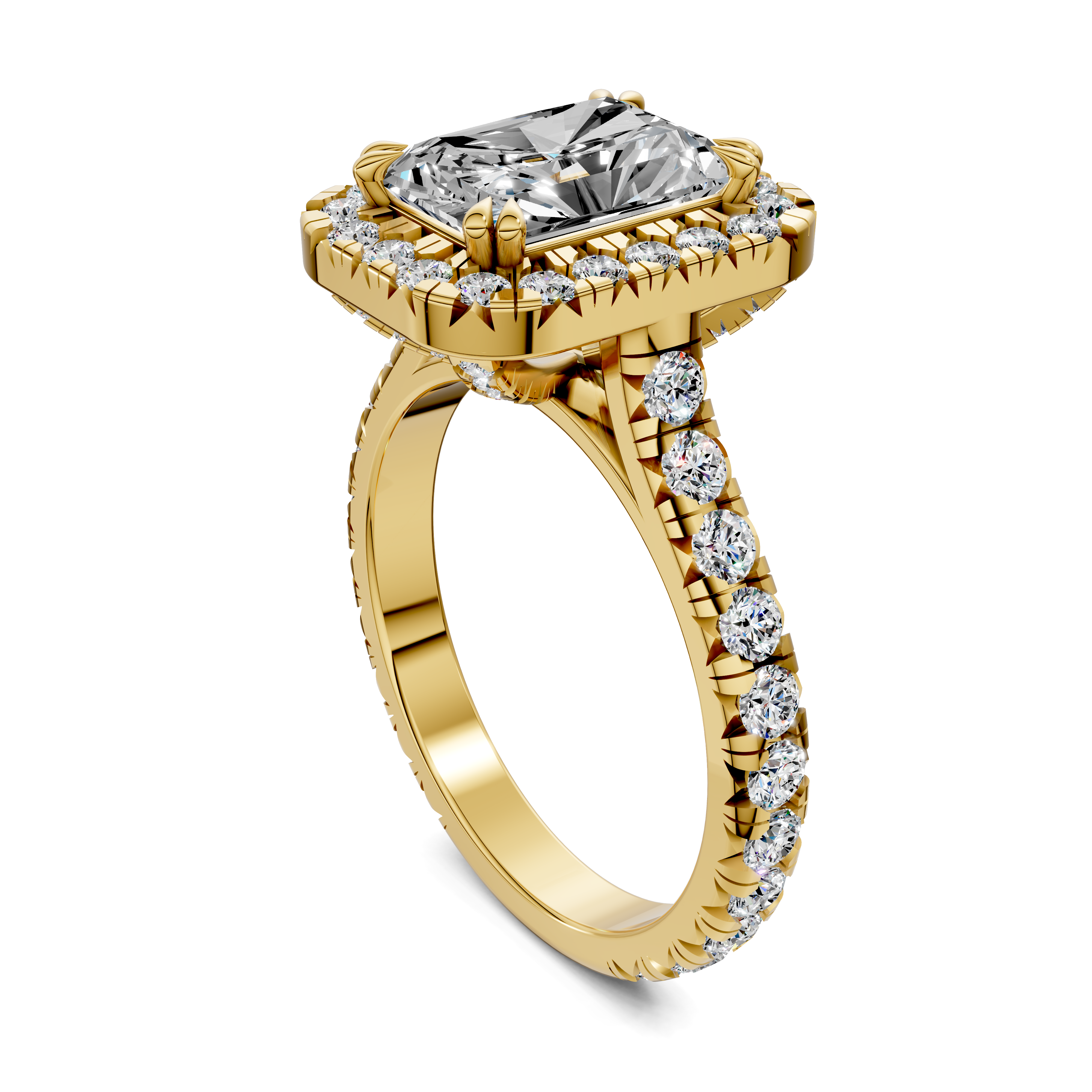 Eden Radiant Halo Three-Quarter Coverage Diamond Ring