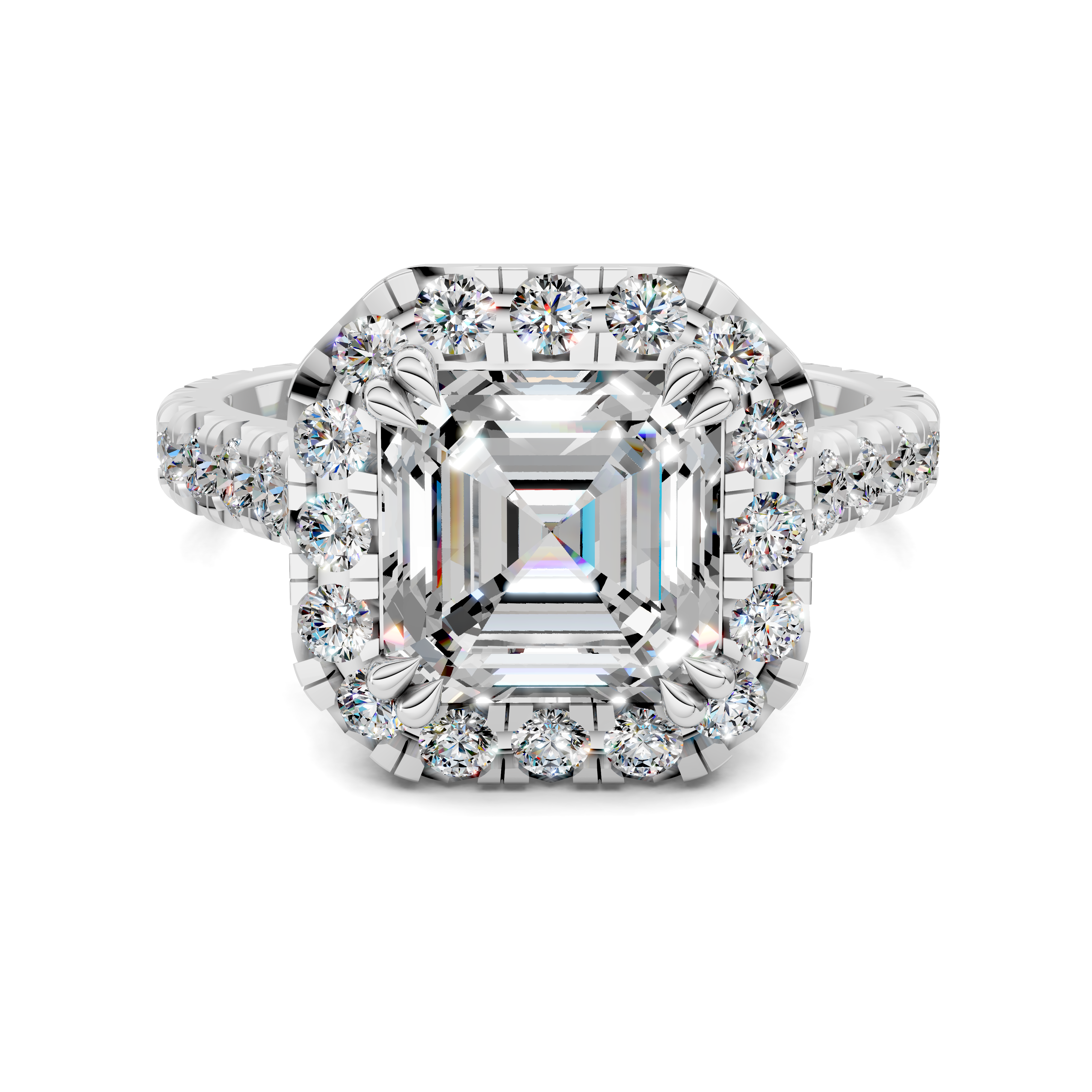 Doris Asscher Halo Three-Quarter Coverage Diamond Ring